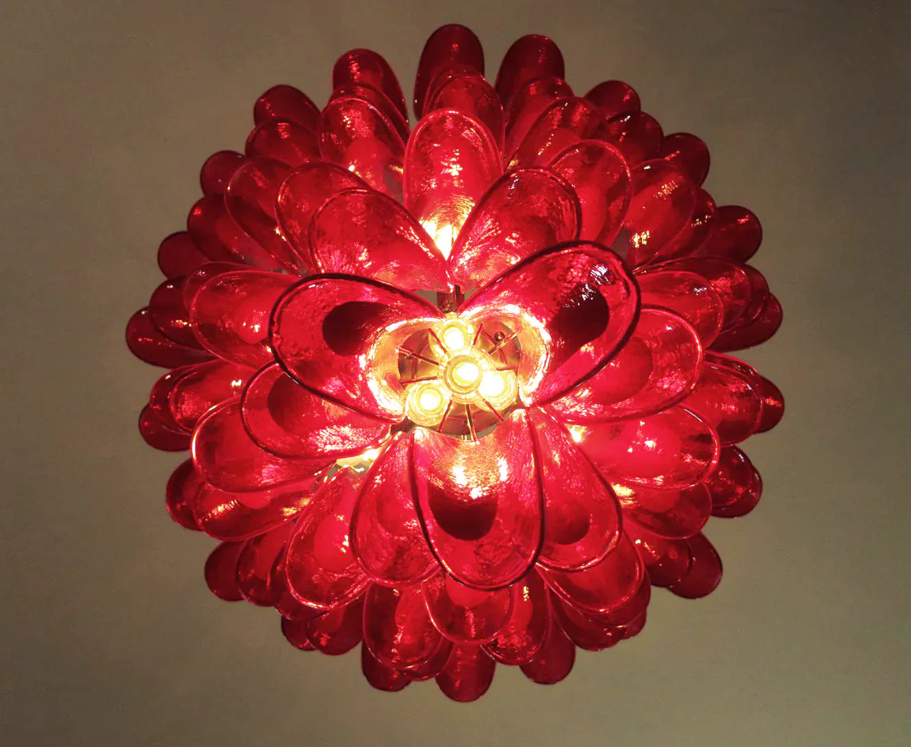 Vintage Murano Red Glass Petals Chandelier - Image 15