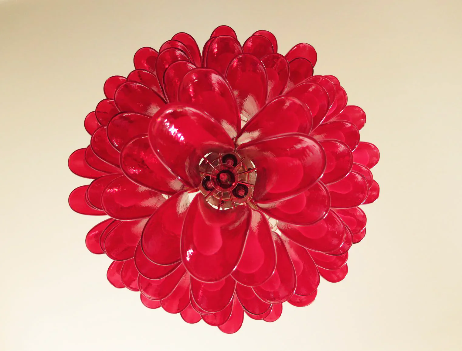 Vintage Murano Red Glass Petals Chandelier - Image 16