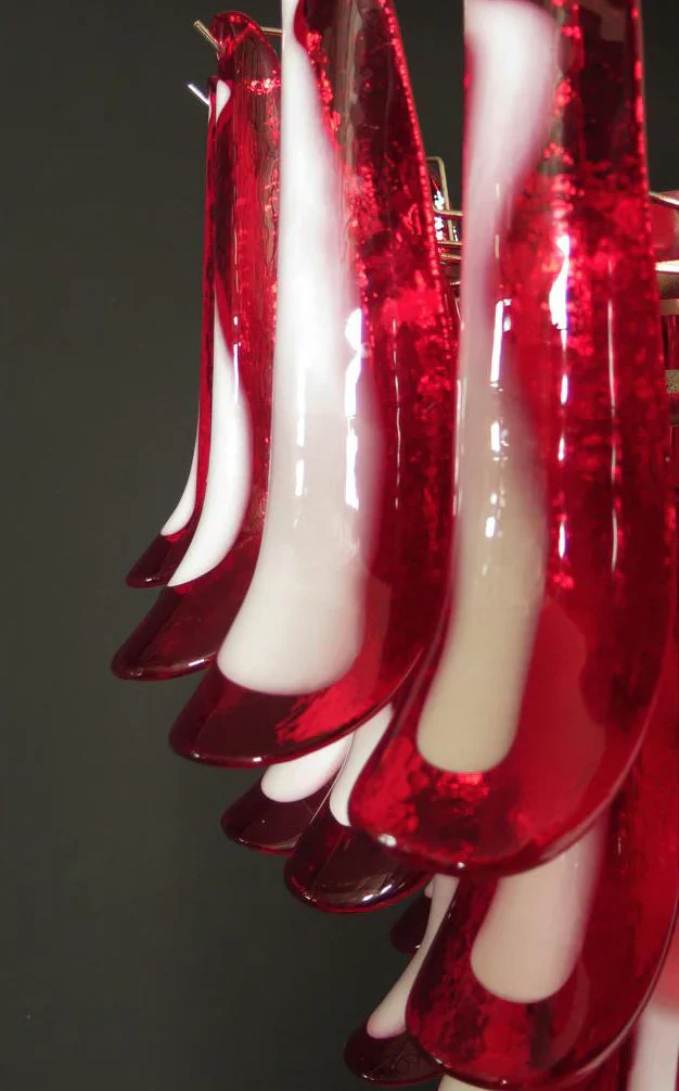 Vintage Murano Red Glass Petals Chandelier - Image 17