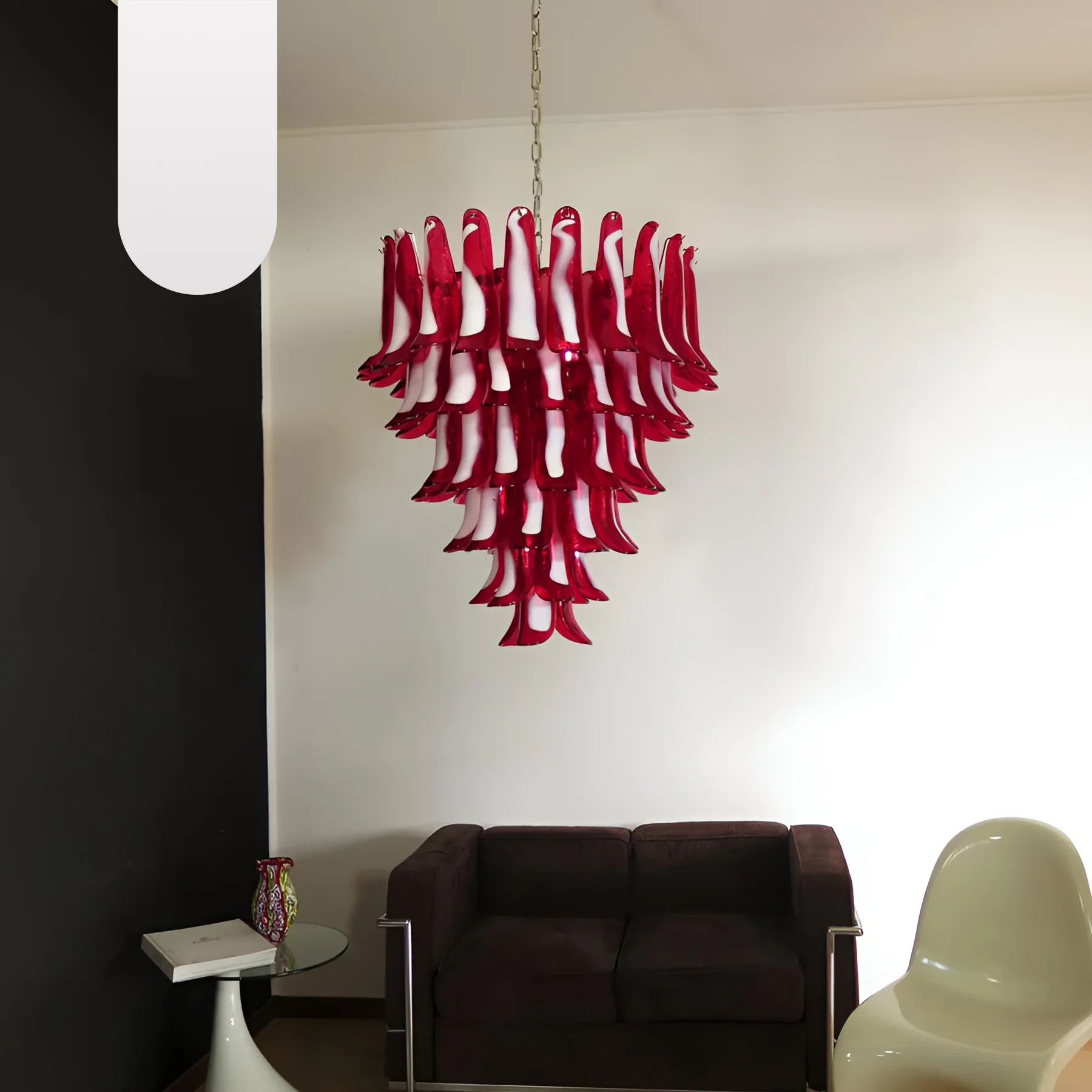 Vintage Murano Red Glass Petals Chandelier - Image 19