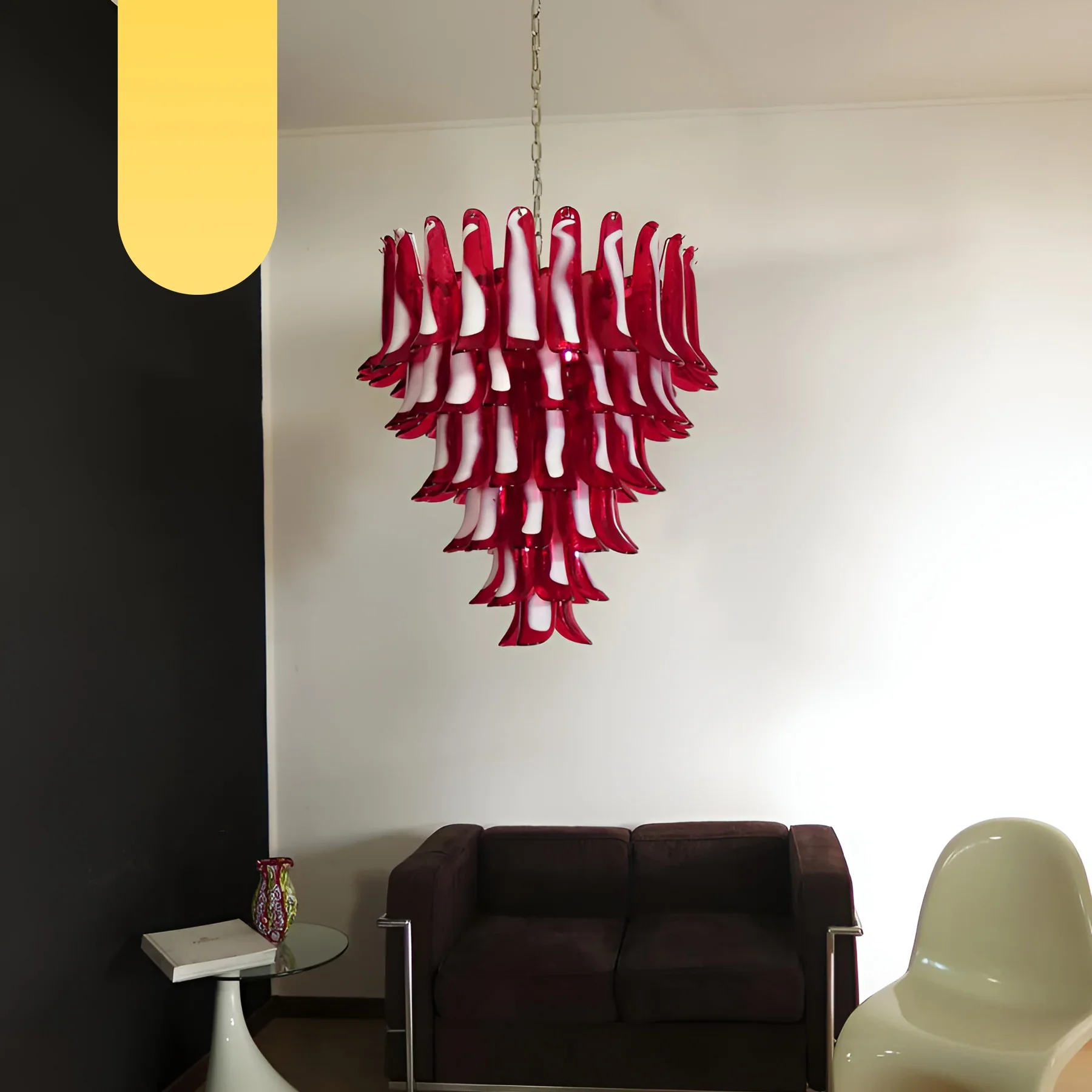 Vintage Murano Red Glass Petals Chandelier - Image 20