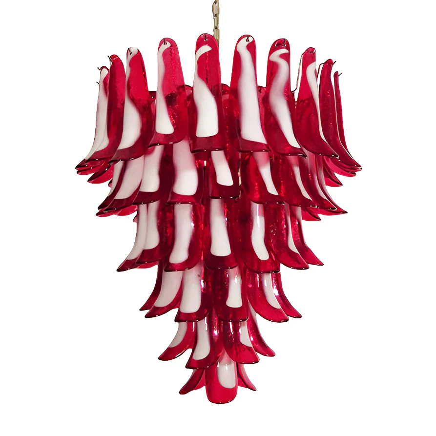 Vintage Murano Red Glass Petals Chandelier - Image 21