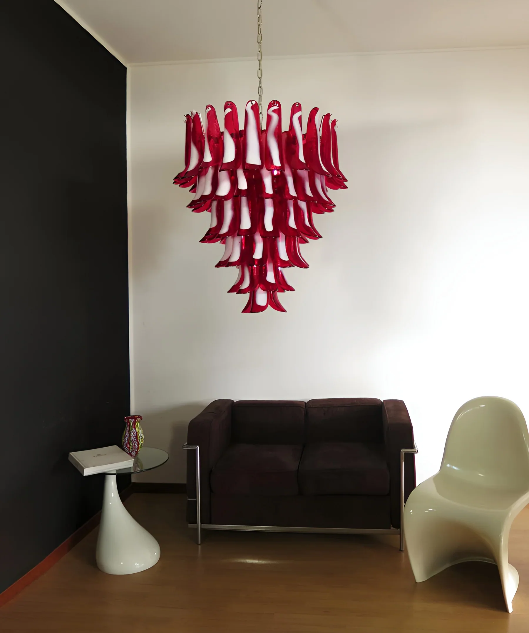 Vintage Murano Red Glass Petals Chandelier - Image 5