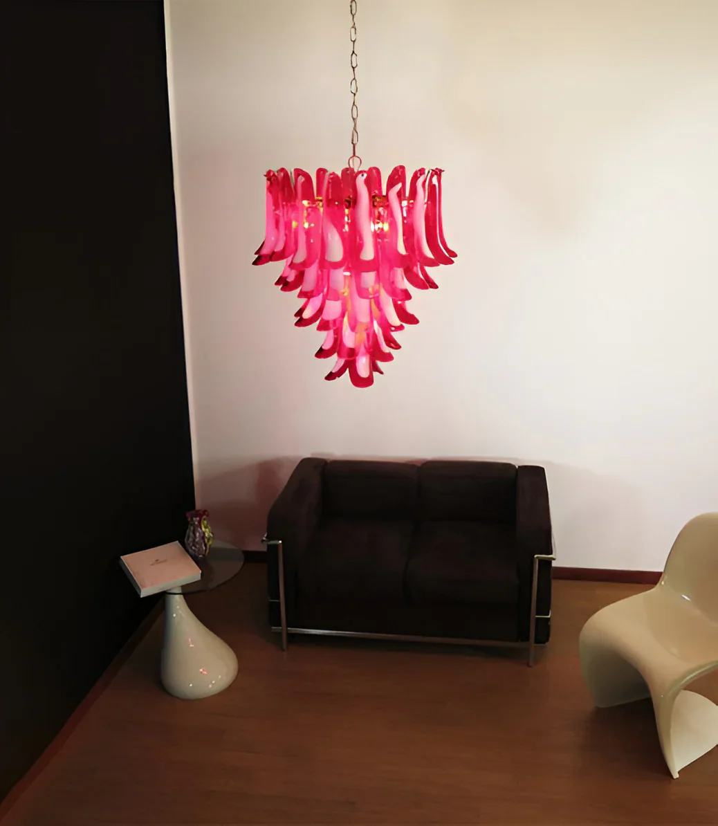 Vintage Murano Red Glass Petals Chandelier - Image 6