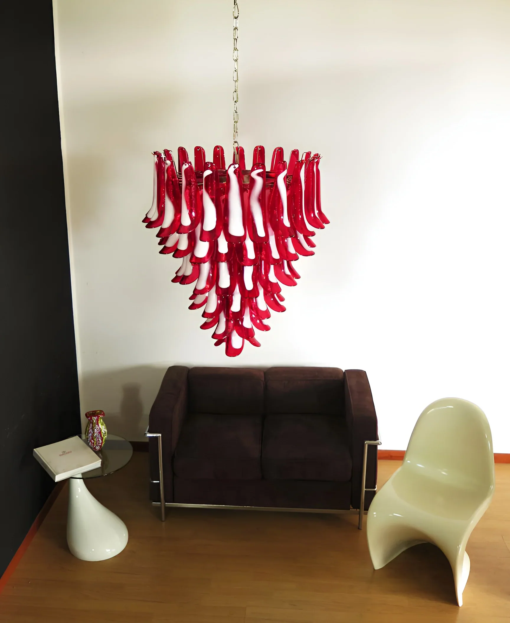 Vintage Murano Red Glass Petals Chandelier - Image 7