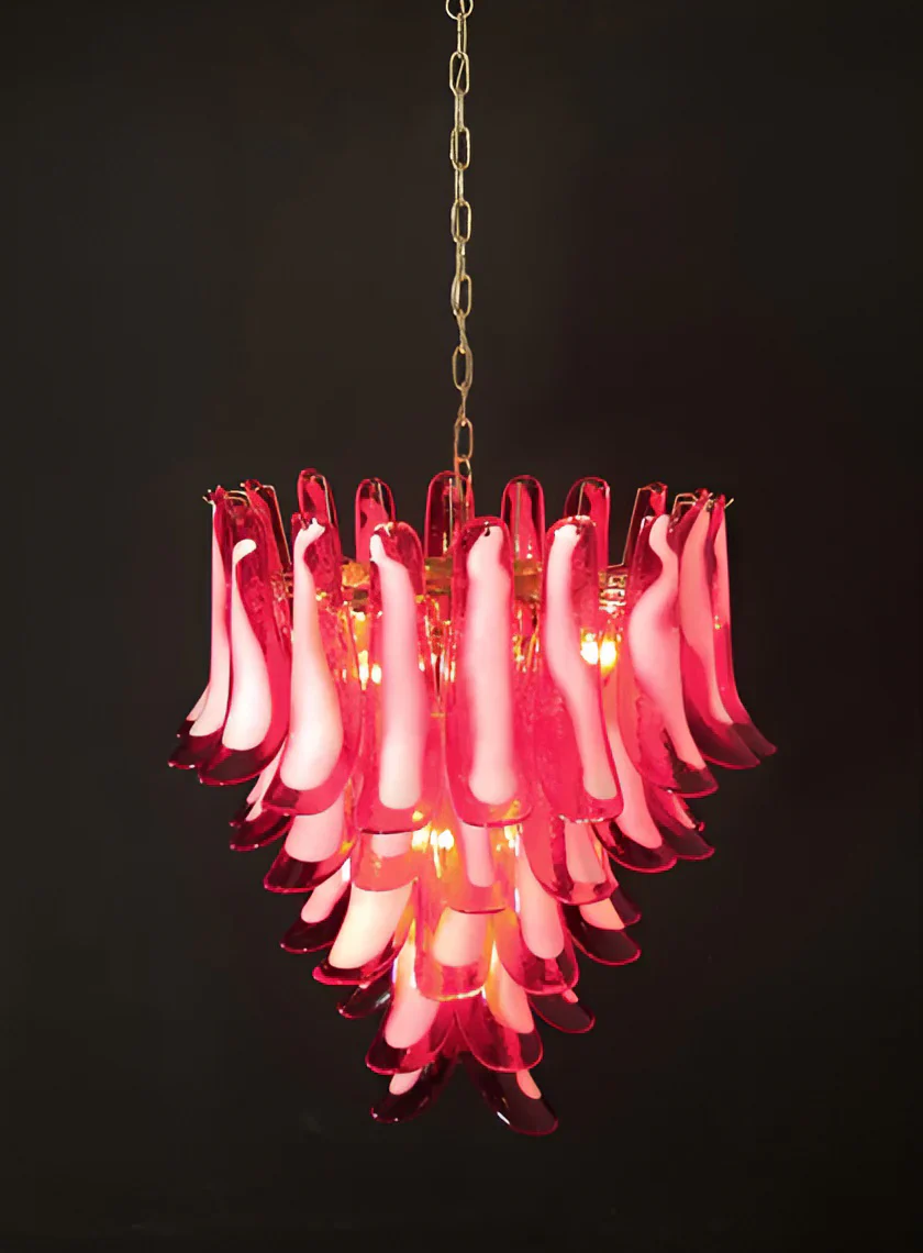 Vintage Murano Red Glass Petals Chandelier - Image 9