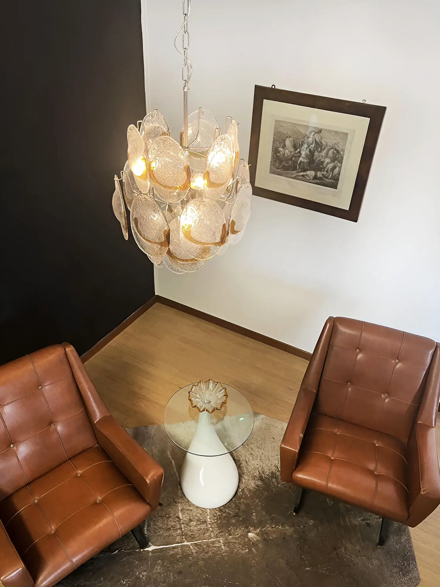 Vintage Murano Transparent Amber Chandelier - Image 10