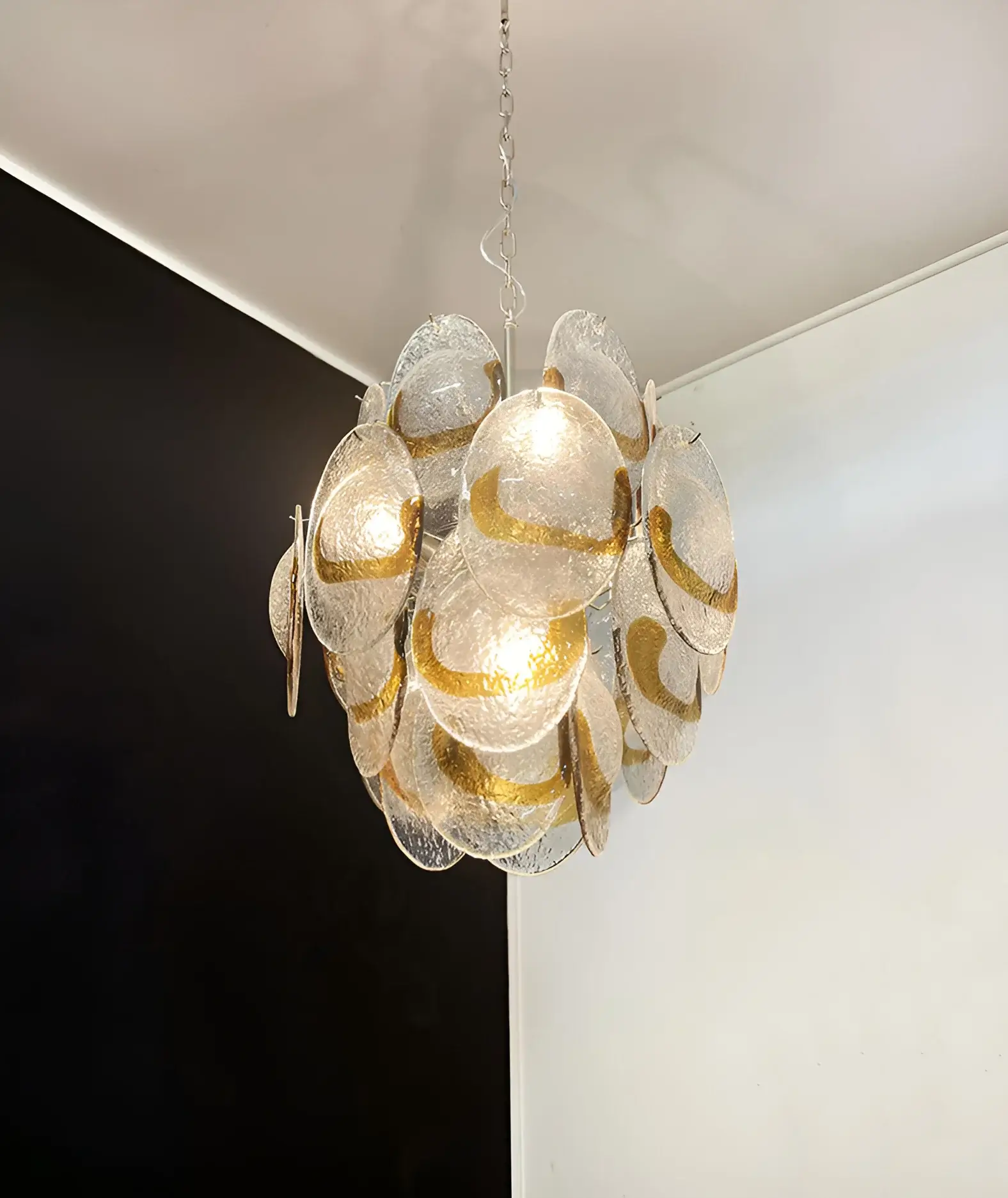 Vintage Murano Transparent Amber Chandelier - Image 14