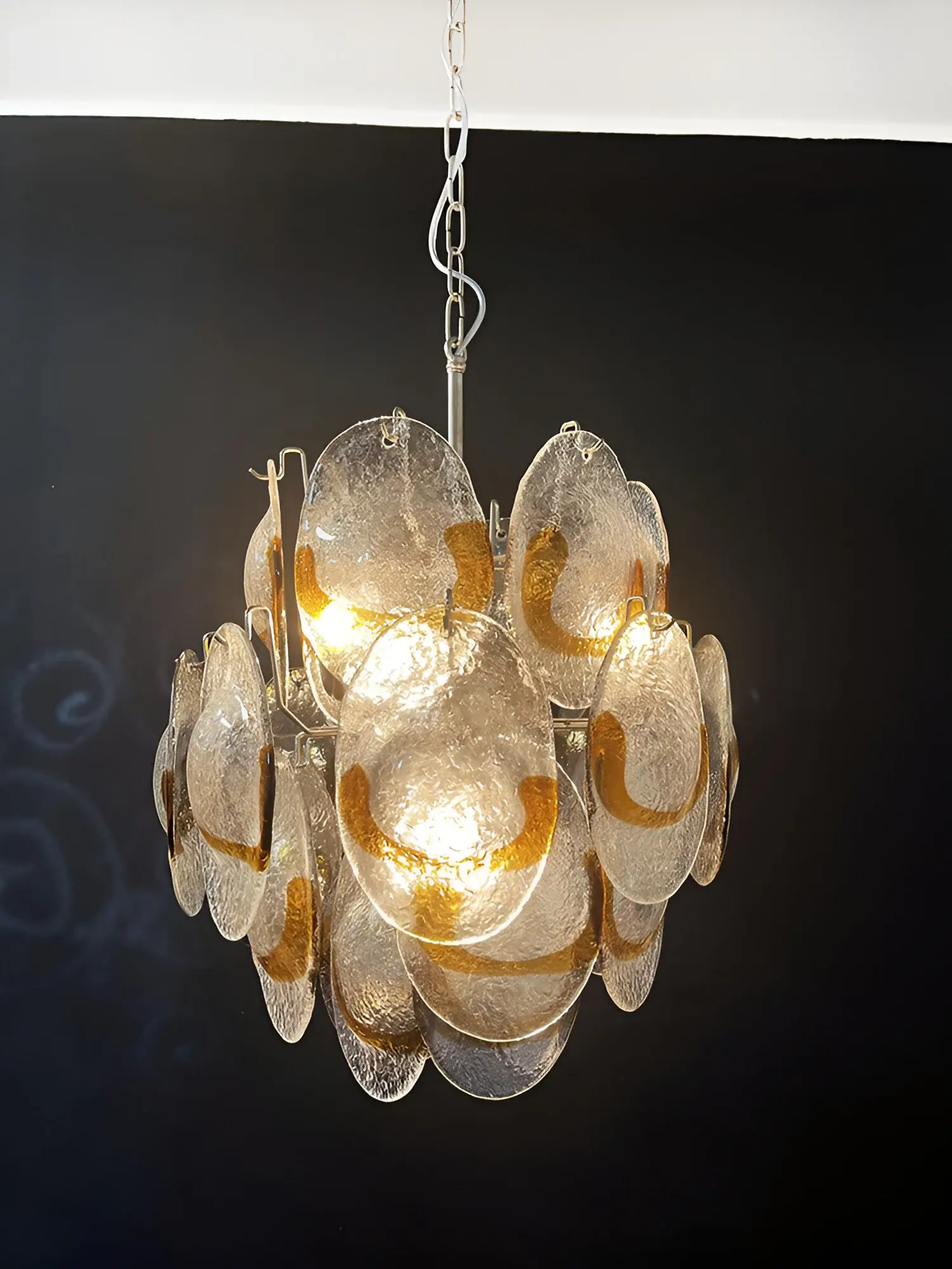 Vintage Murano Transparent Amber Chandelier - Image 16