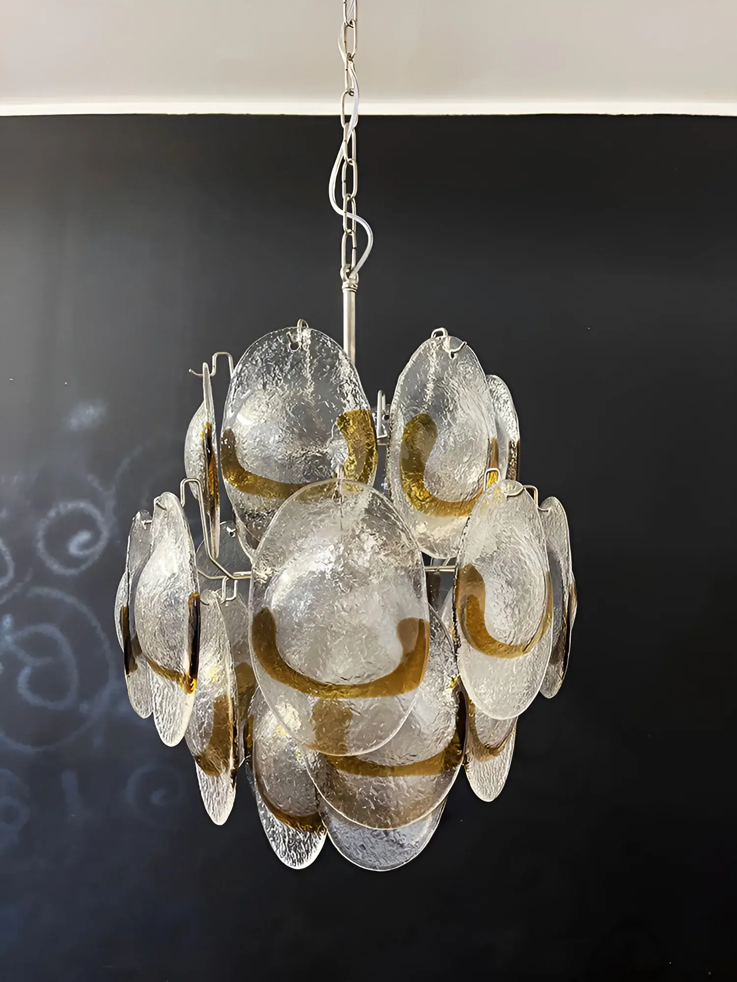Vintage Murano Transparent Amber Chandelier - Image 17