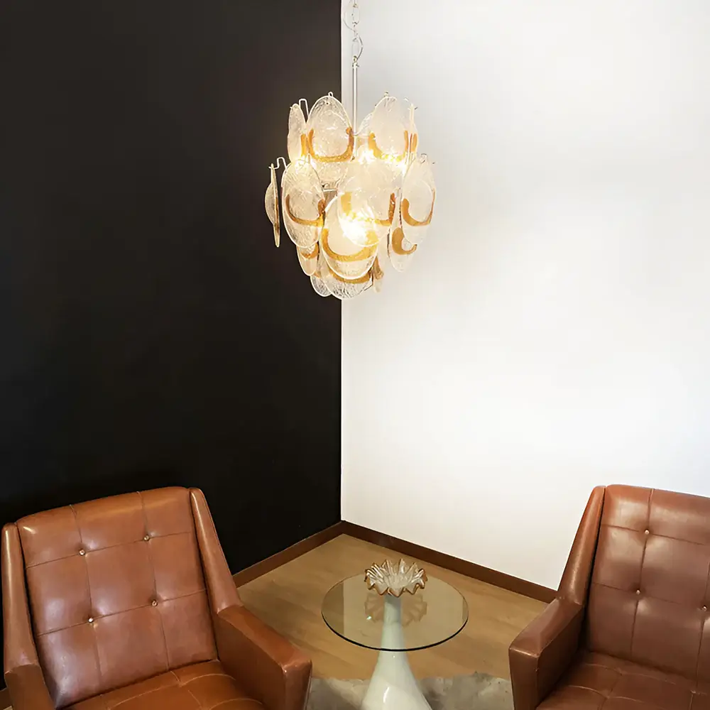 Vintage Murano Transparent Amber Chandelier - Image 2