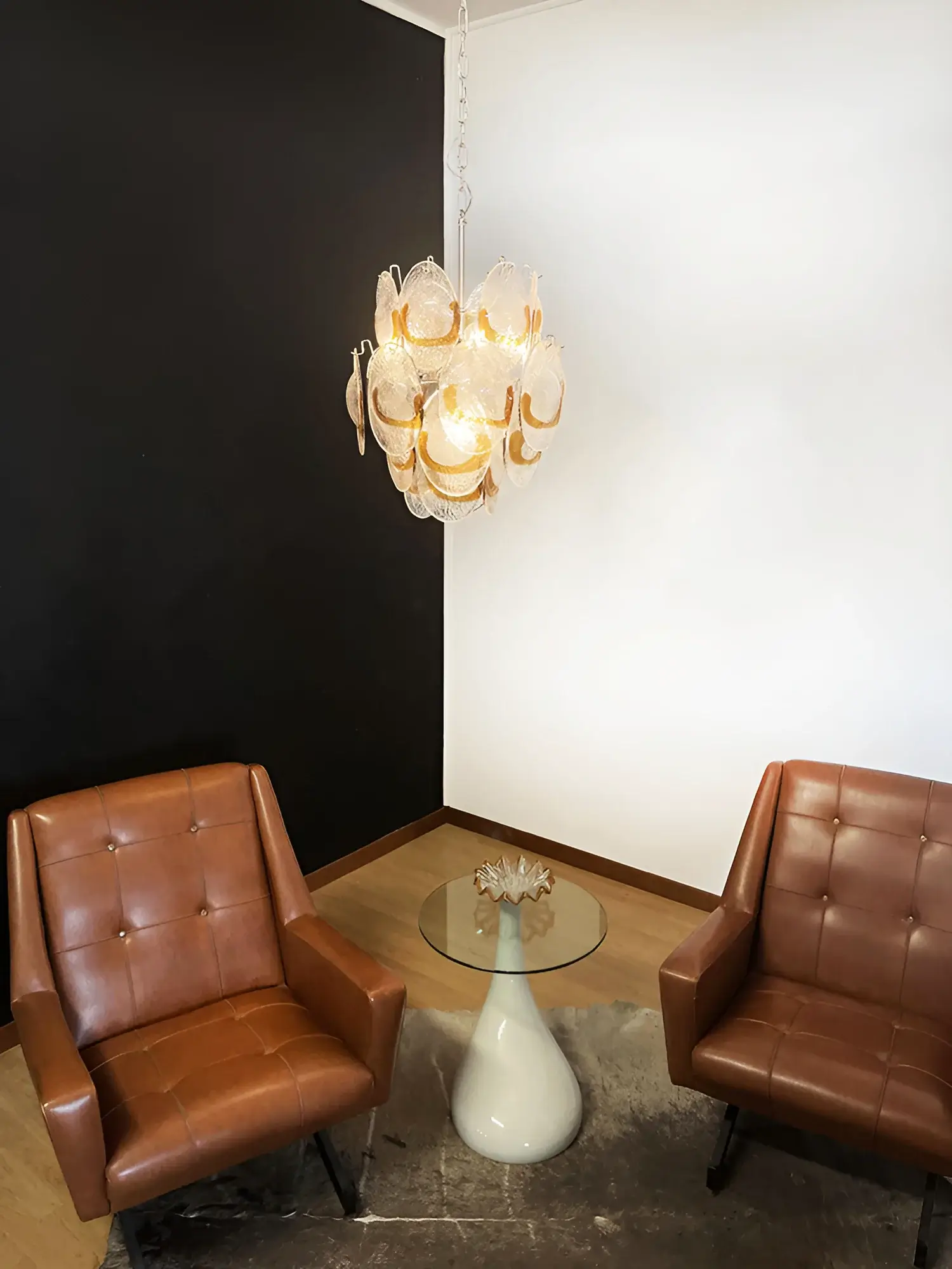 Vintage Murano Transparent Amber Chandelier - Image 3