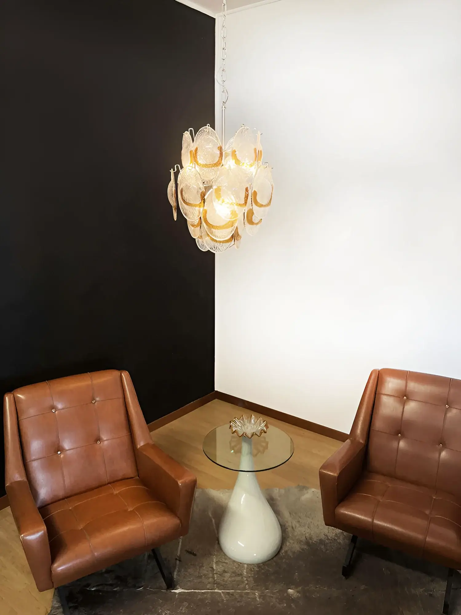 Vintage Murano Transparent Amber Chandelier - Image 5