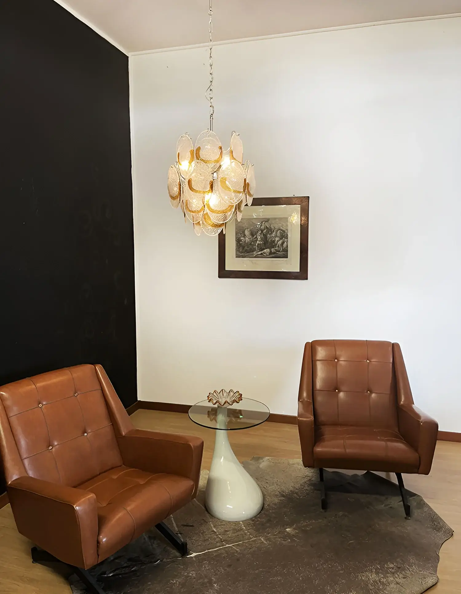 Vintage Murano Transparent Amber Chandelier - Image 6