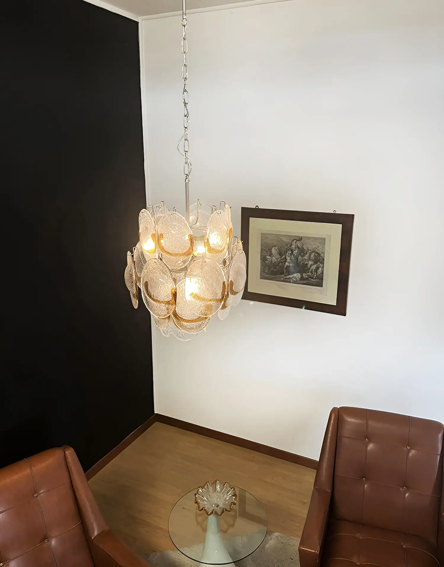 Vintage Murano Transparent Amber Chandelier - Image 8