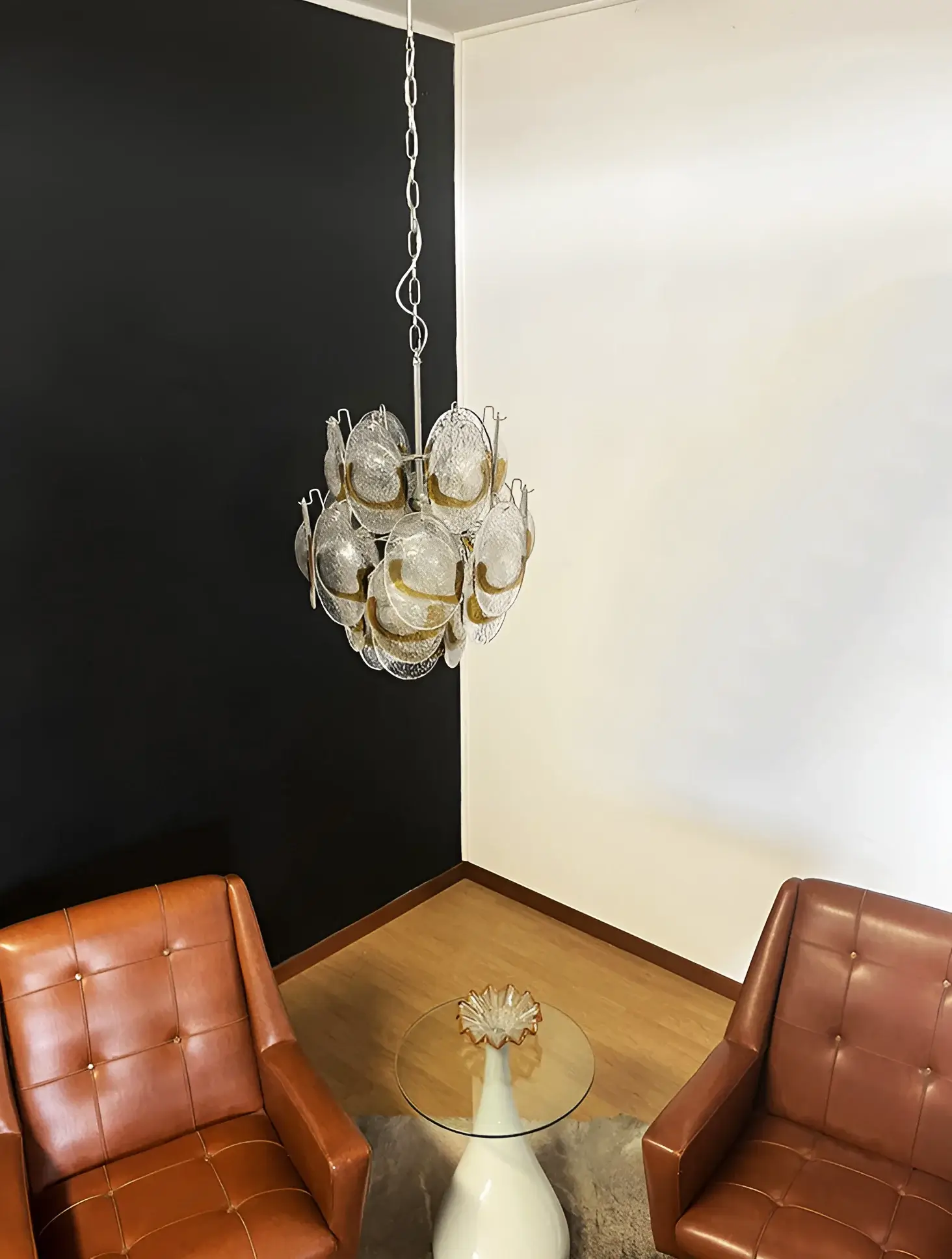 Vintage Murano Transparent Amber Chandelier - Image 9