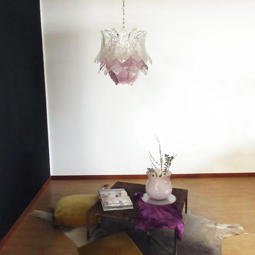 Vintage Murano Transparent Amethyst Glass Chandelier - Image 2