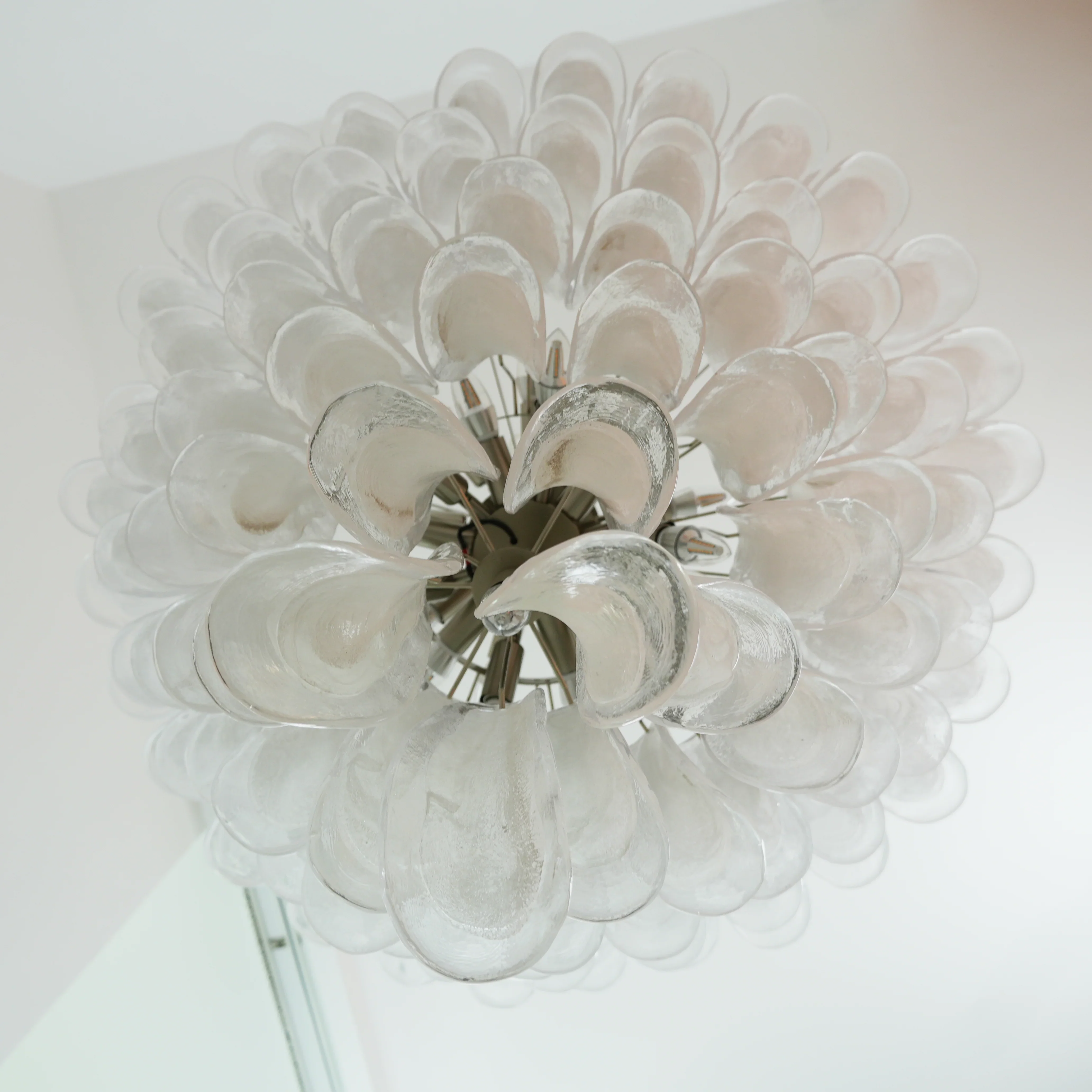 Vintage Murano Transparent Glass Petals Chandelier - Image 12