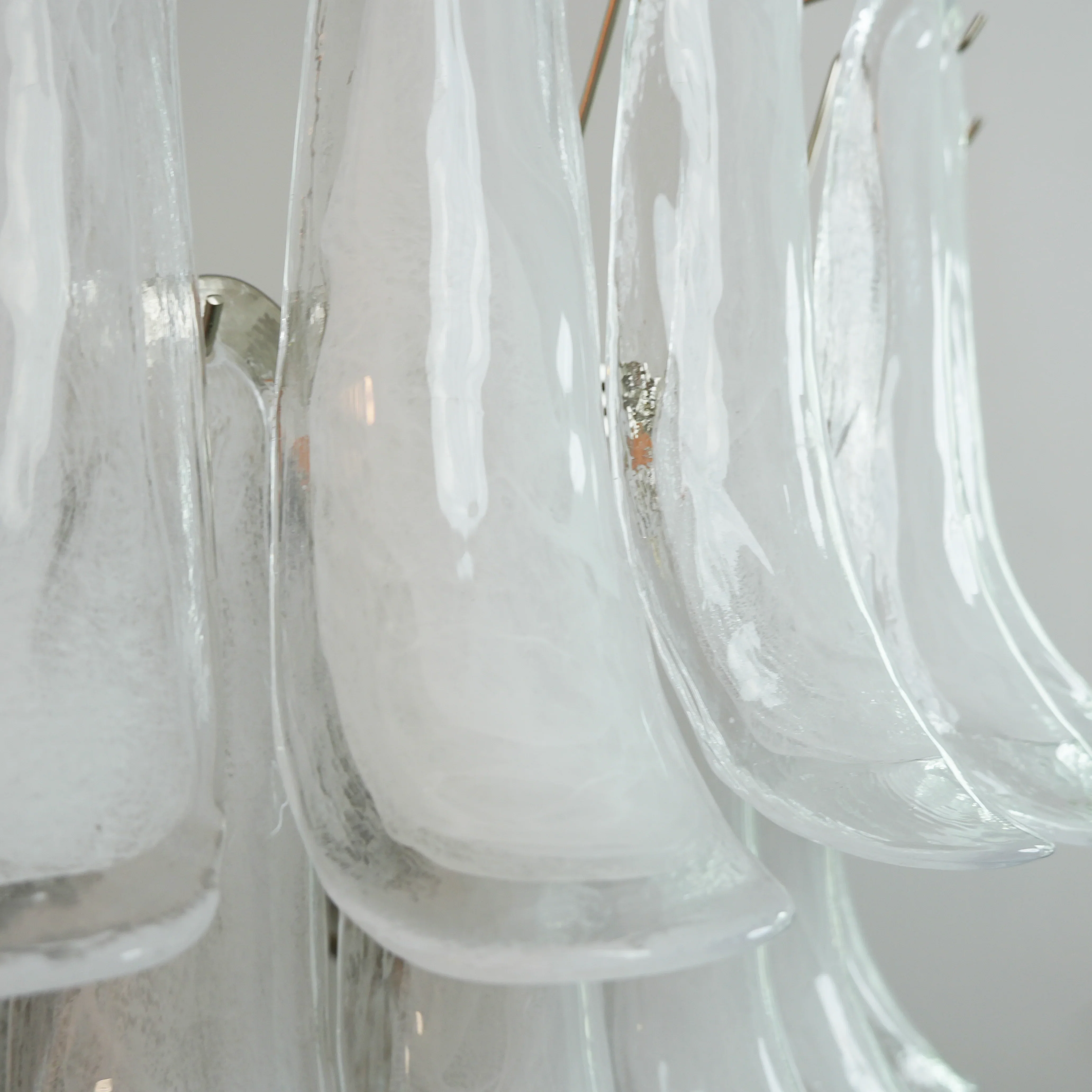 Vintage Murano Transparent Glass Petals Chandelier - Image 13