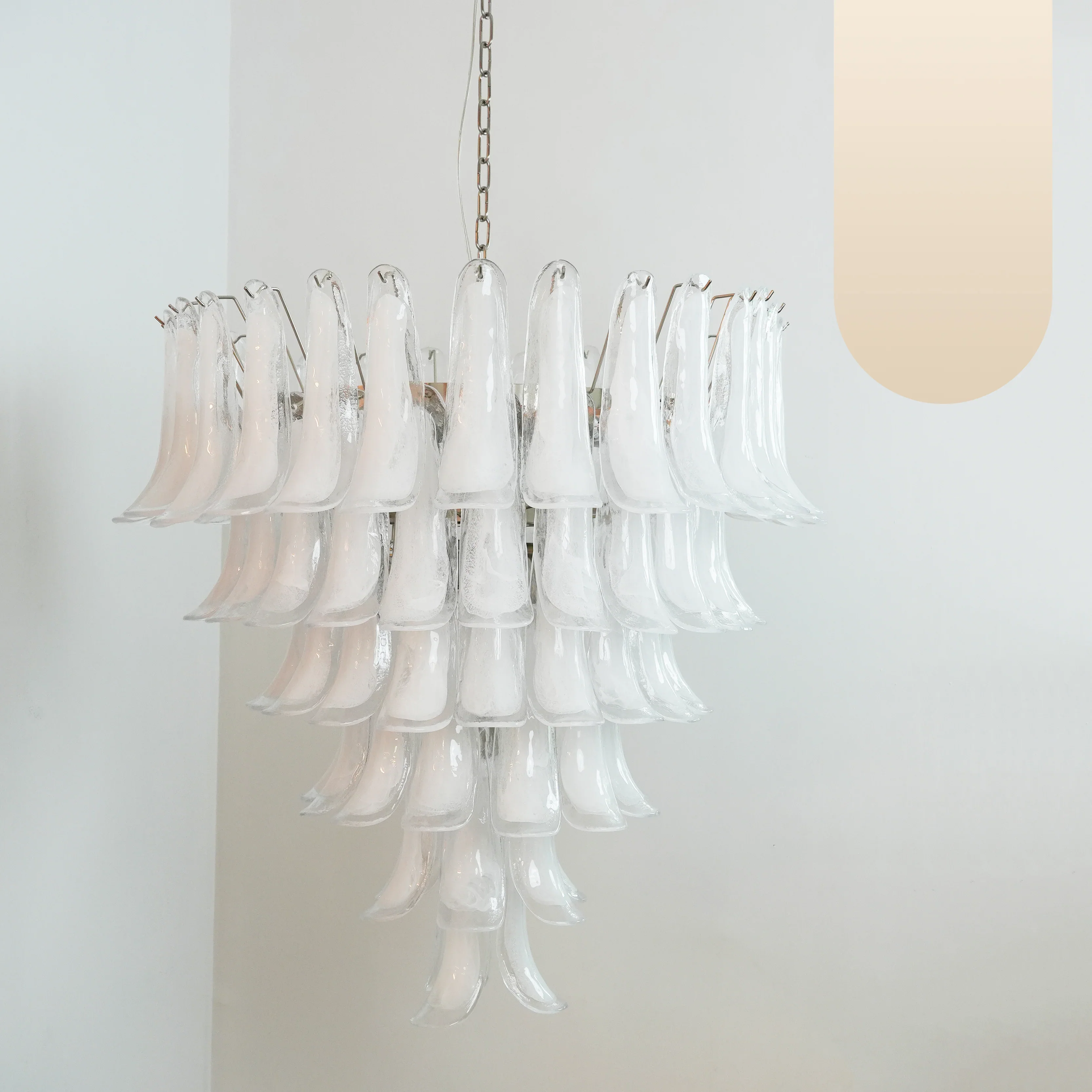 Vintage Murano Transparent Glass Petals Chandelier - Image 15