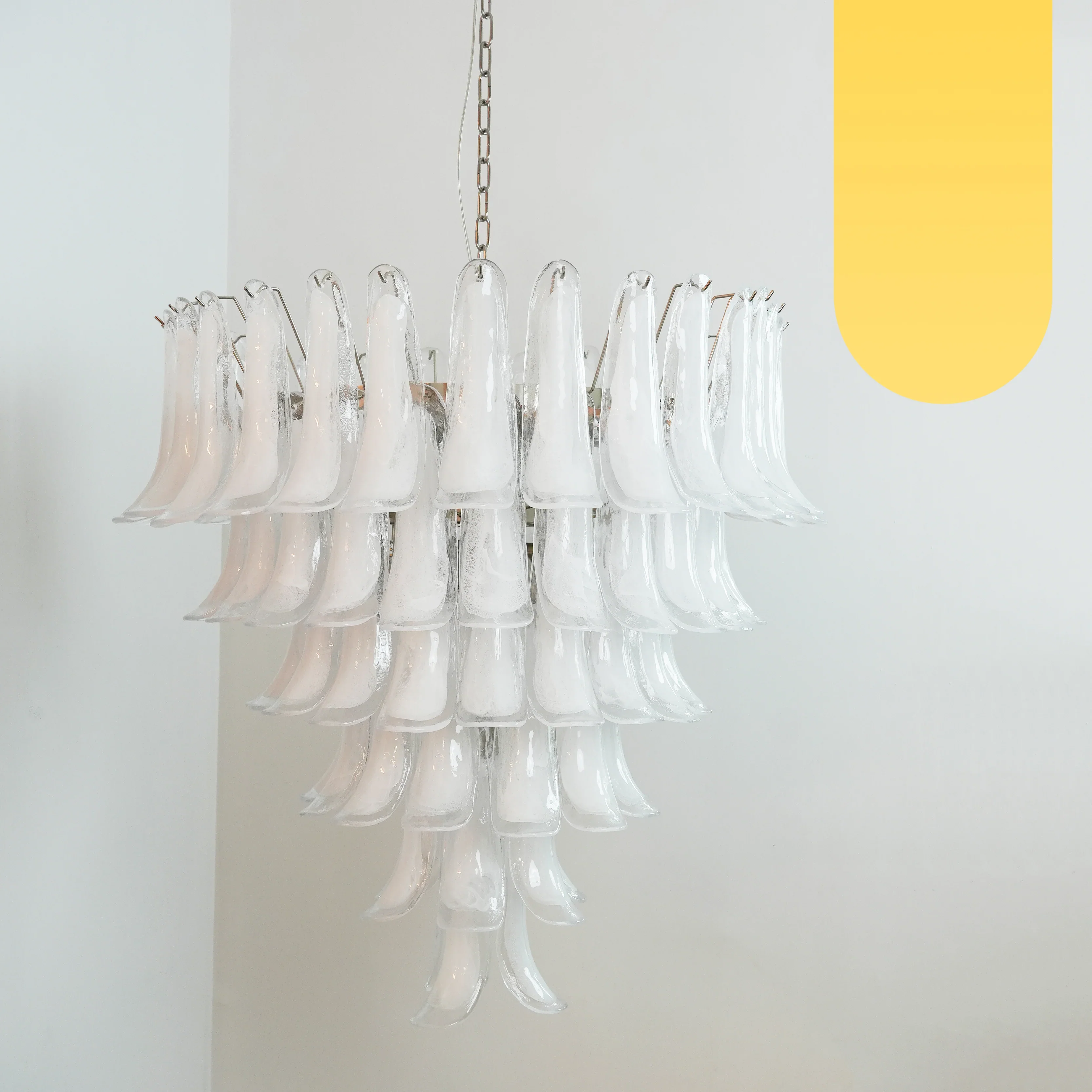 Vintage Murano Transparent Glass Petals Chandelier - Image 16
