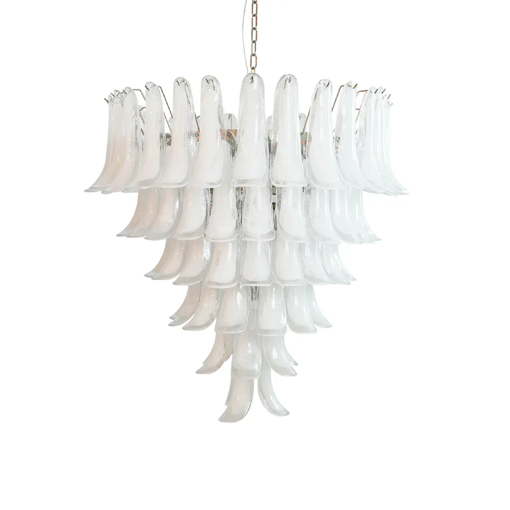 Vintage Murano Transparent Glass Petals Chandelier - Image 17