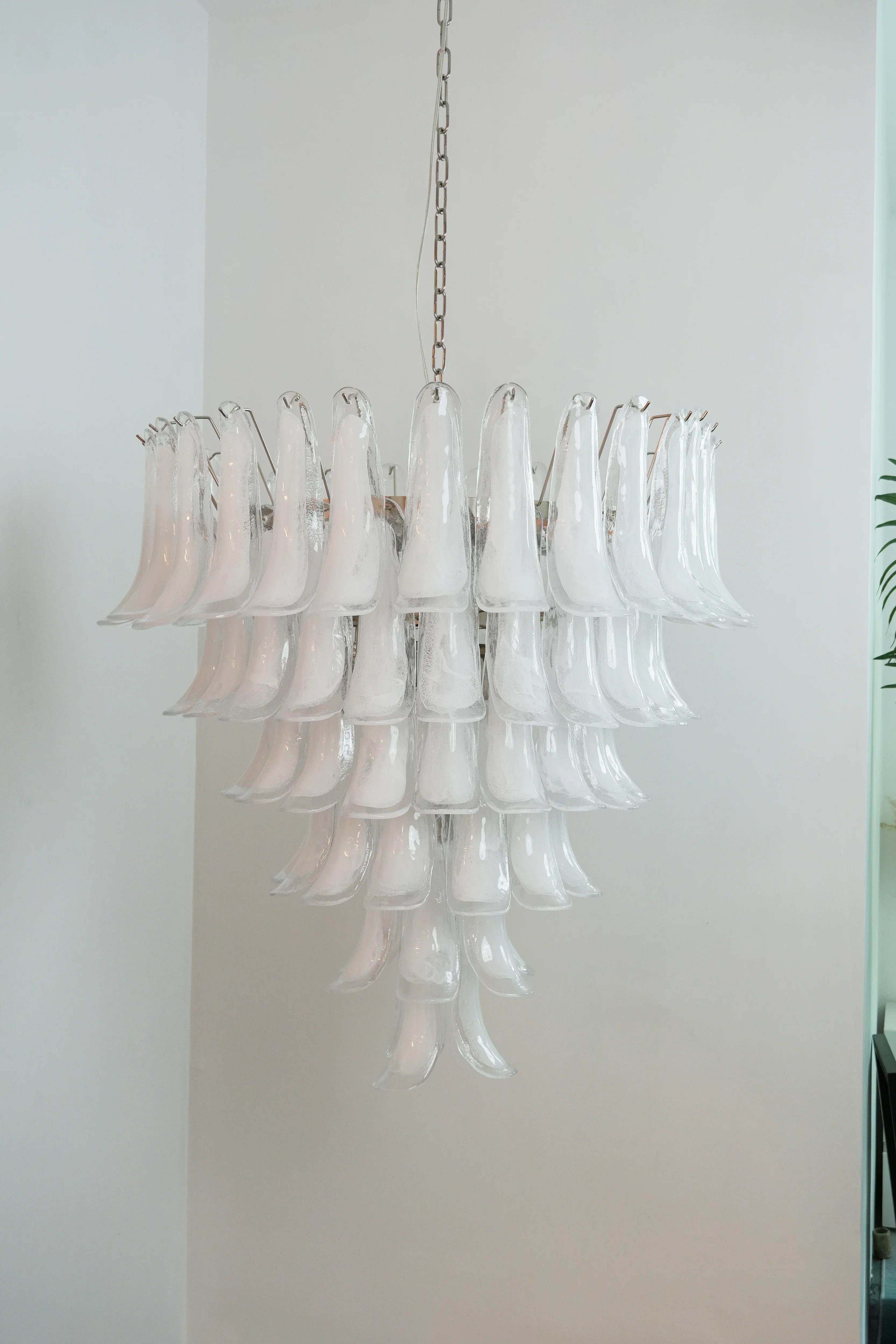 Vintage Murano Transparent Glass Petals Chandelier - Image 7