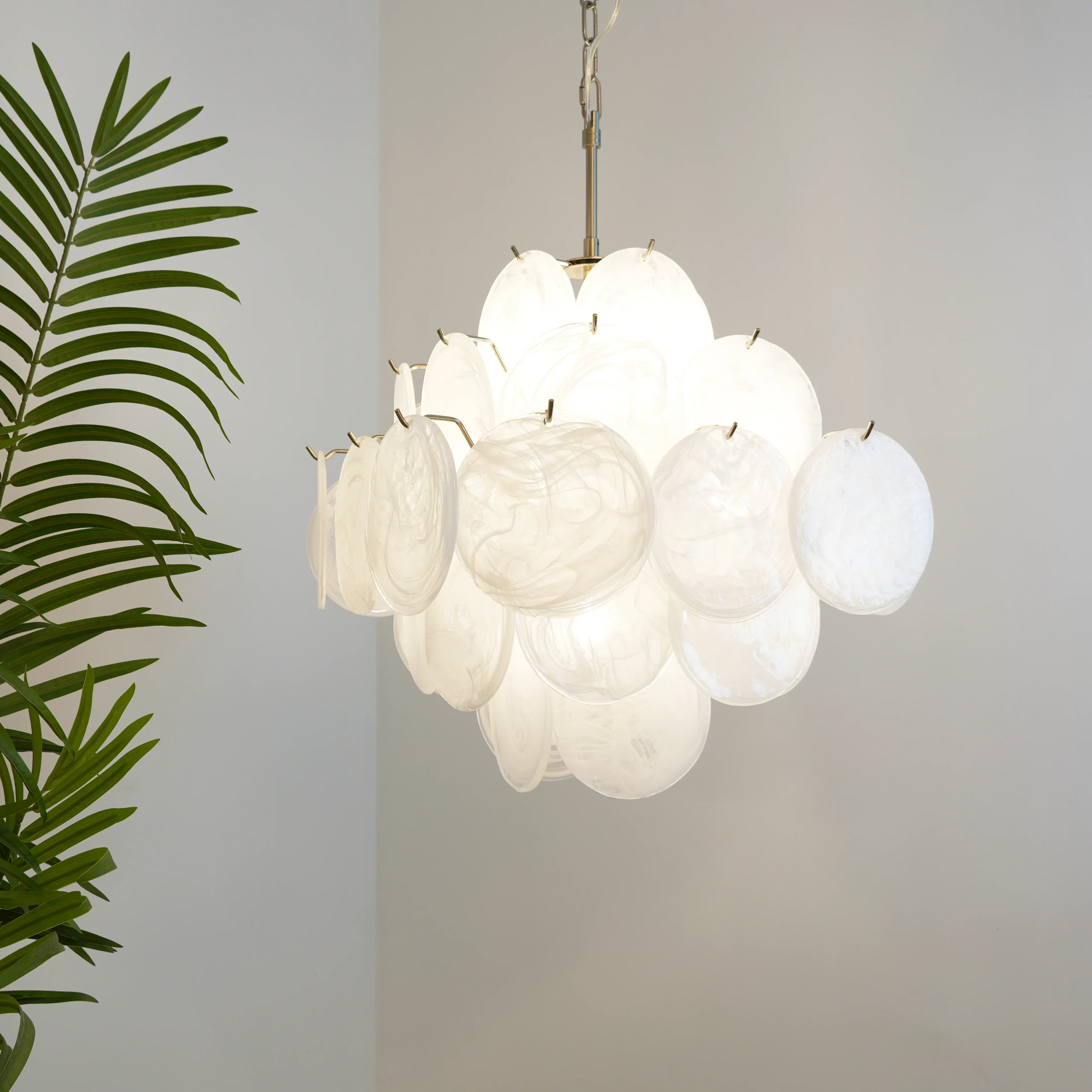Vintage Murano White Disks Chandelier - Image 12