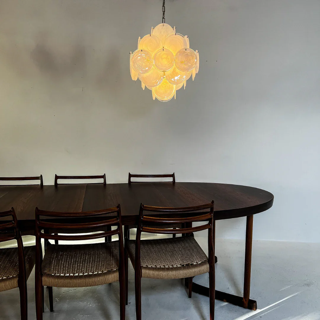 Vintage Murano White Disks Chandelier - Image 14