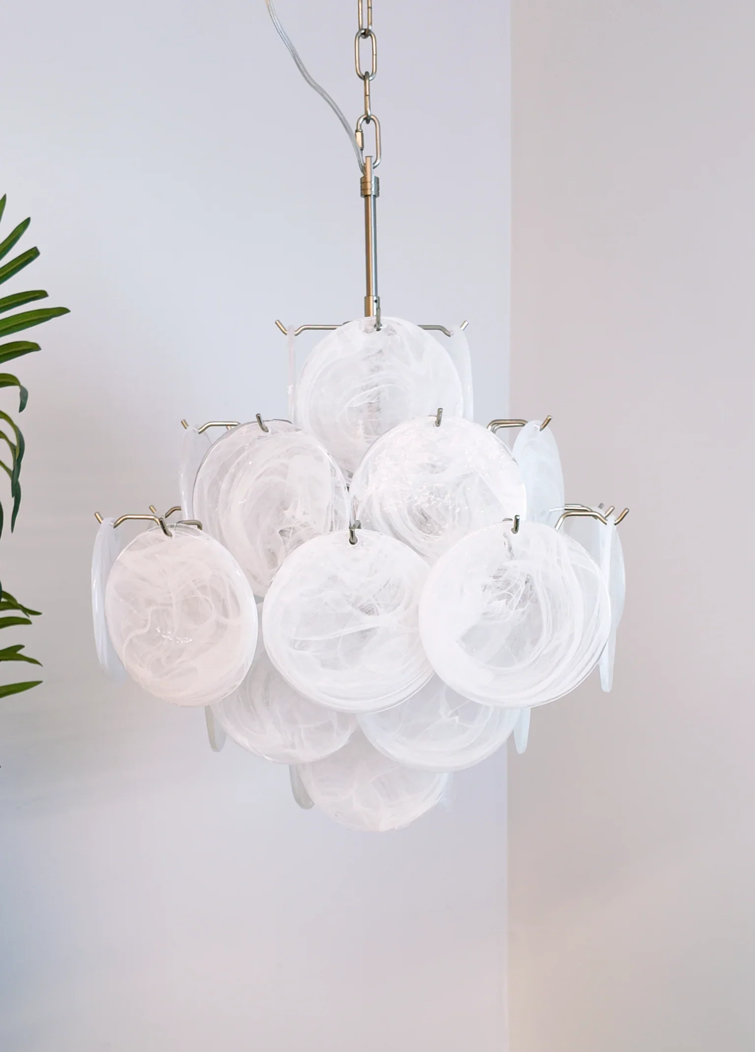 Vintage Murano White Disks Chandelier - Image 18