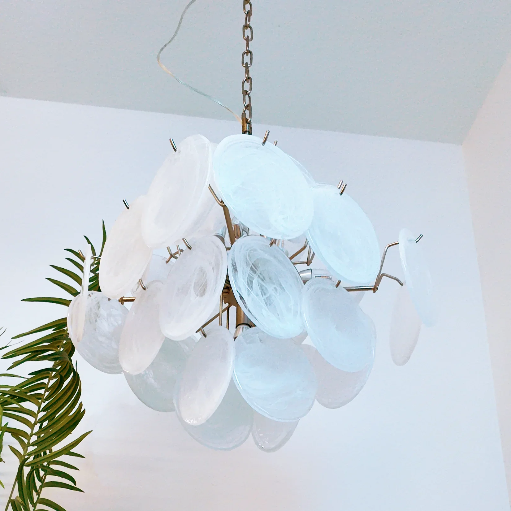 Vintage Murano White Disks Chandelier - Image 20