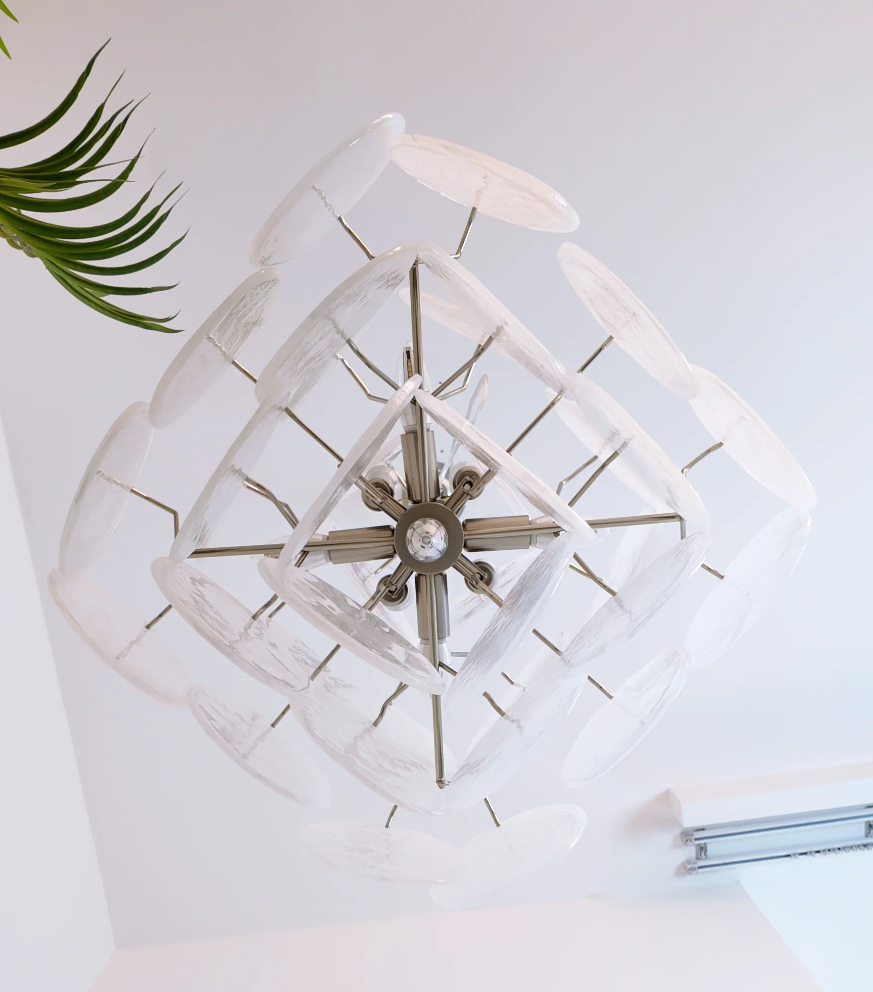 Vintage Murano White Disks Chandelier - Image 23