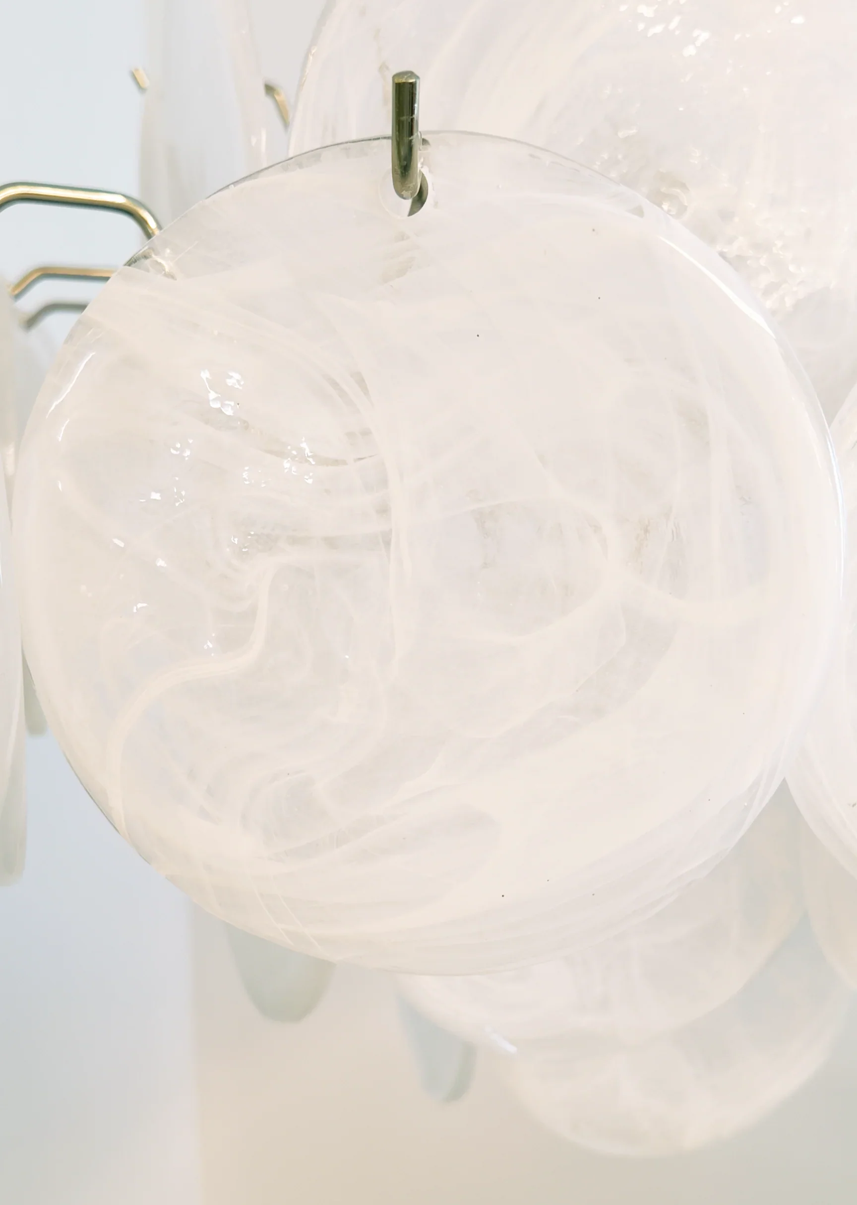 Vintage Murano White Disks Chandelier - Image 24