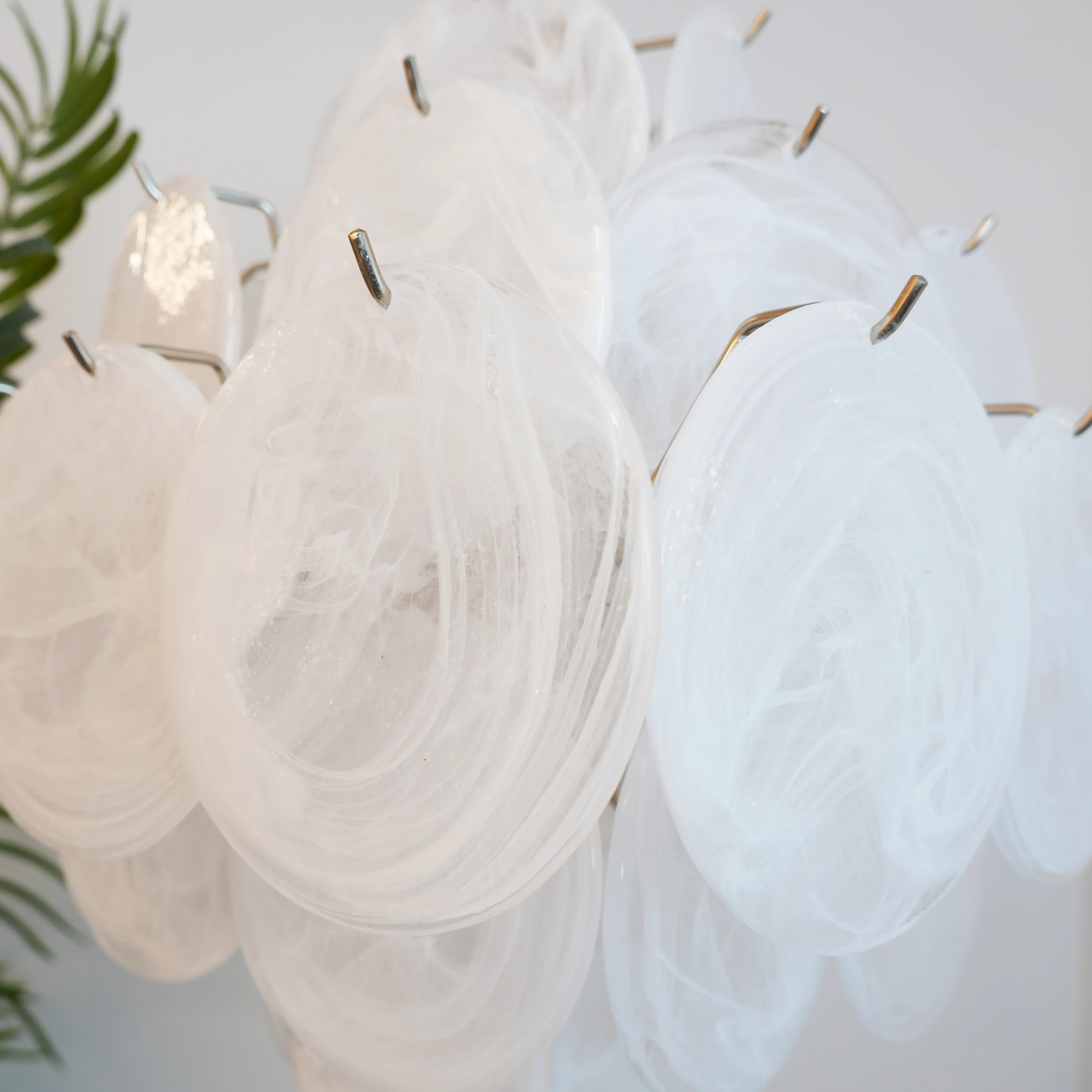 Vintage Murano White Disks Chandelier - Image 25