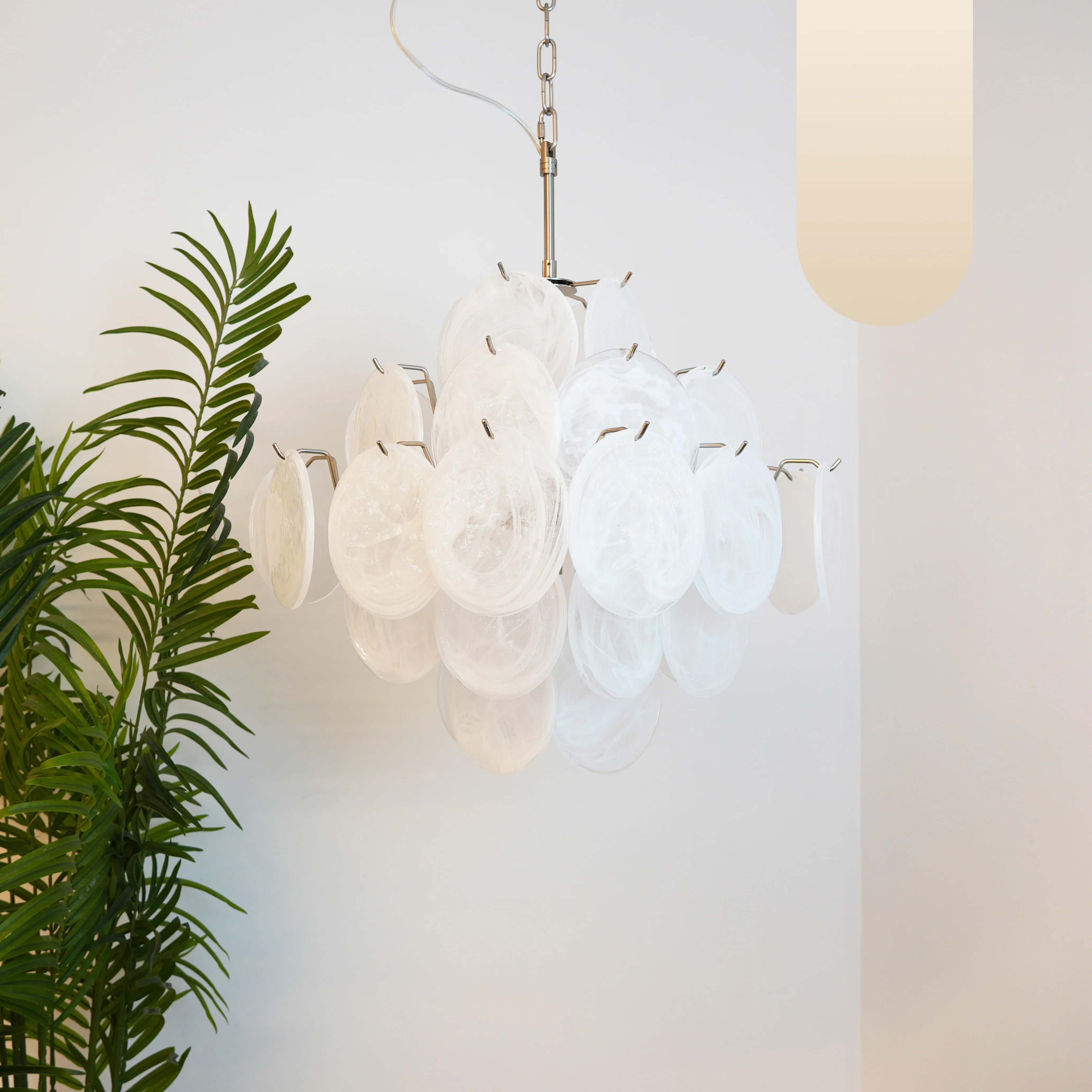 Vintage Murano White Disks Chandelier - Image 26