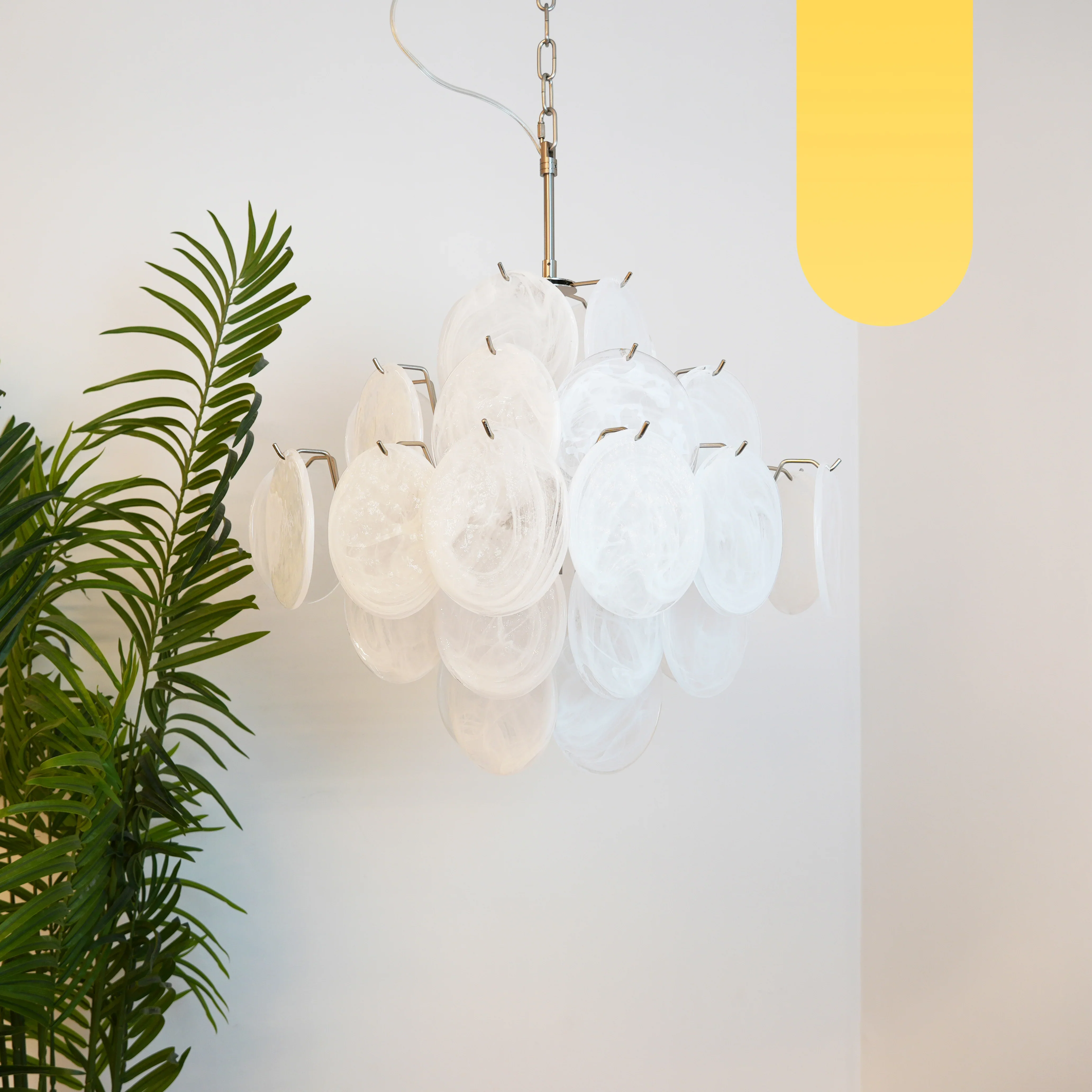 Vintage Murano White Disks Chandelier - Image 27
