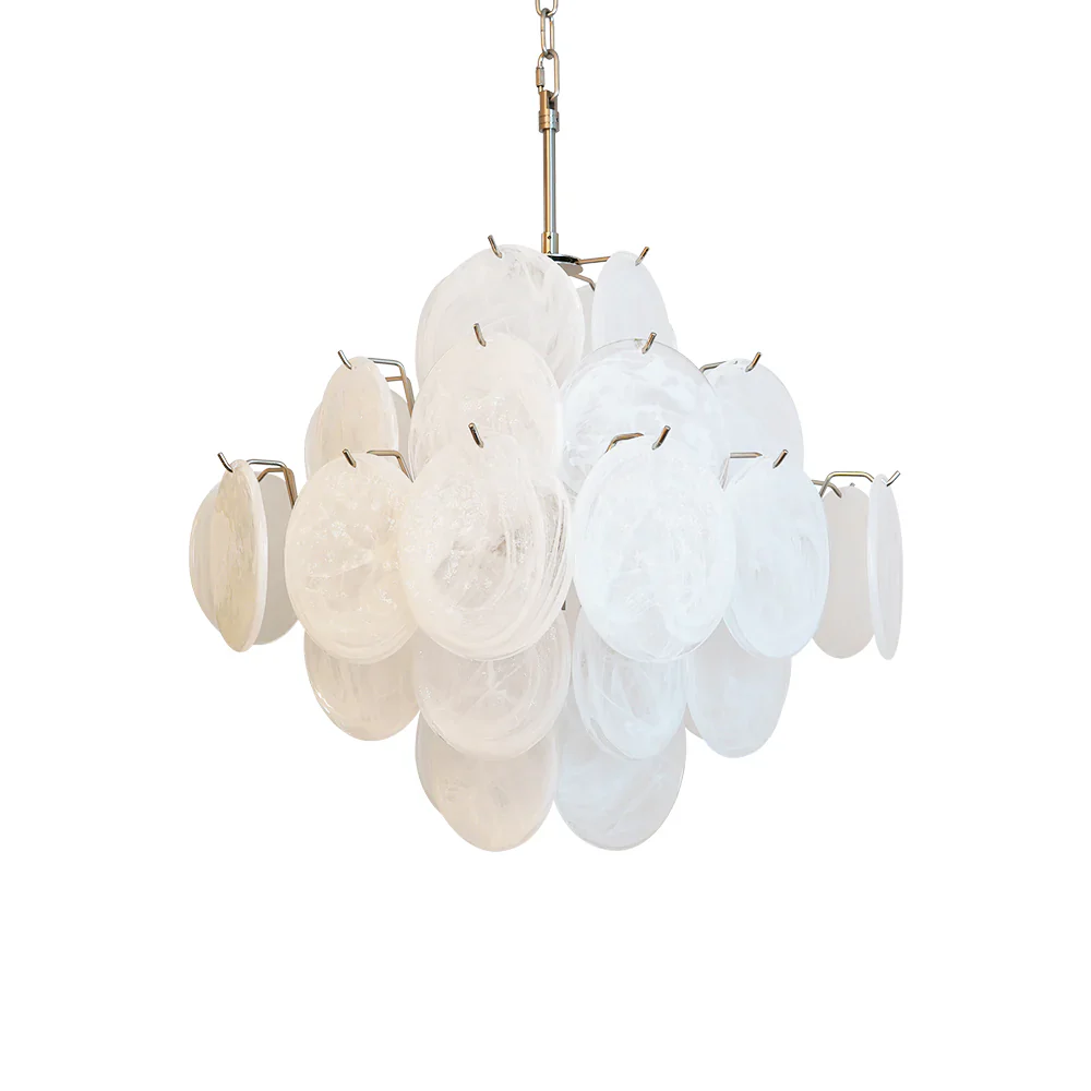 Vintage Murano White Disks Chandelier - Image 28