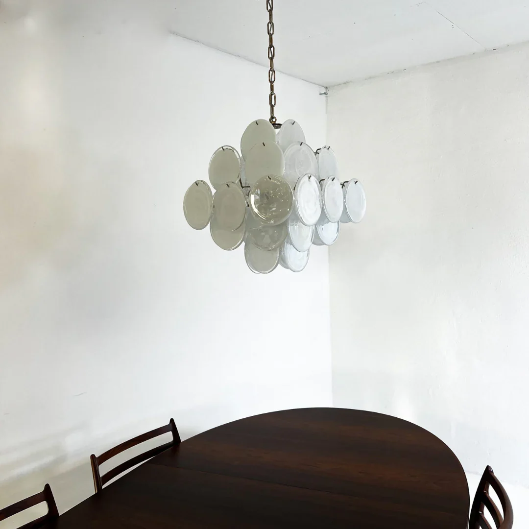 Vintage Murano White Disks Chandelier - Image 6