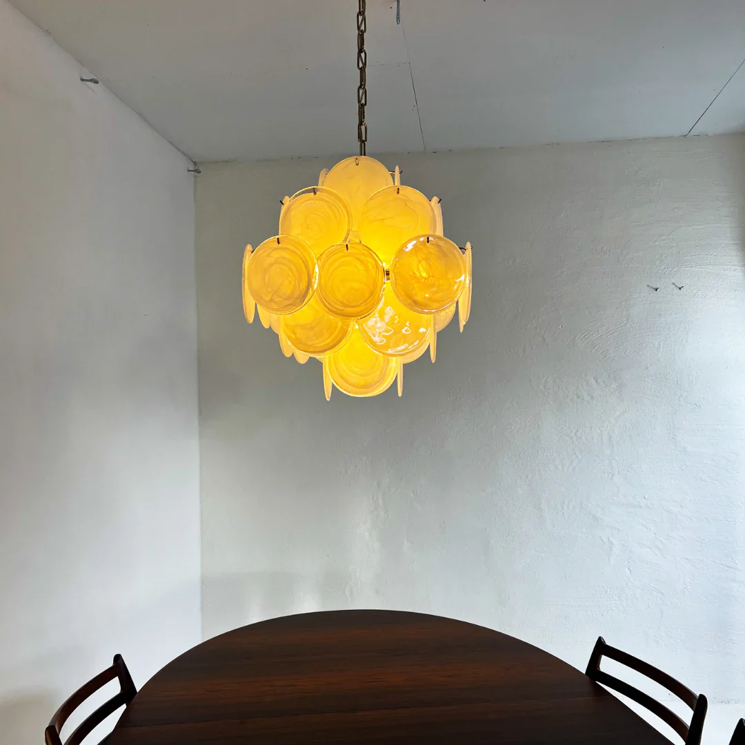 Vintage Murano White Disks Chandelier - Image 7