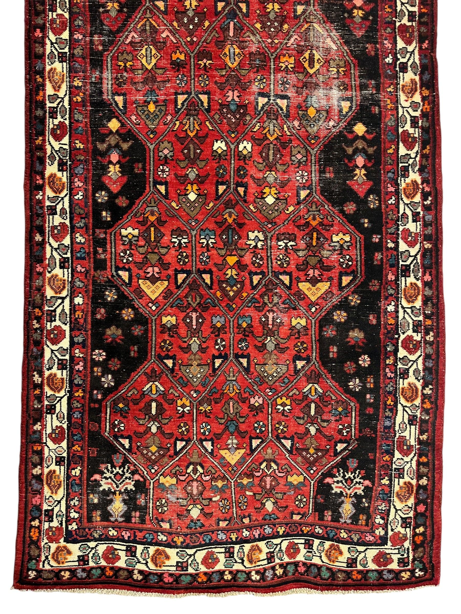 Vintage Persian Hosseinabad Runner Rug - 4’2” x 10’5” - Handwoven Wool, Circa 1950s - Image 6