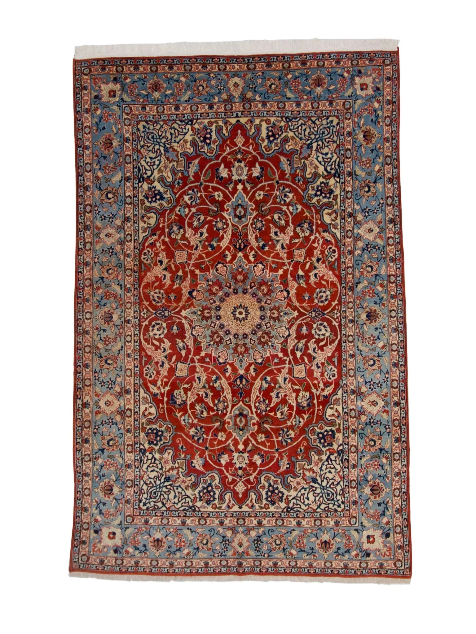Vintage Isfahan (4'11"x7'09") red/lt.blue