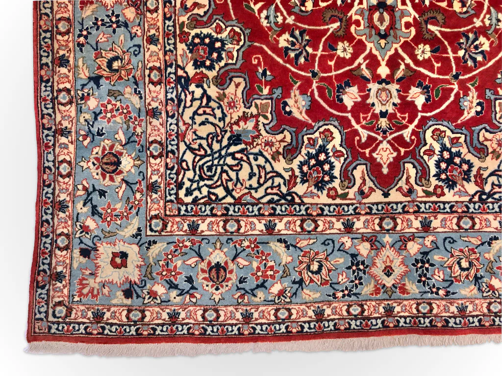 Vintage Isfahan (4'11"x7'09") red/lt.blue - Image 2