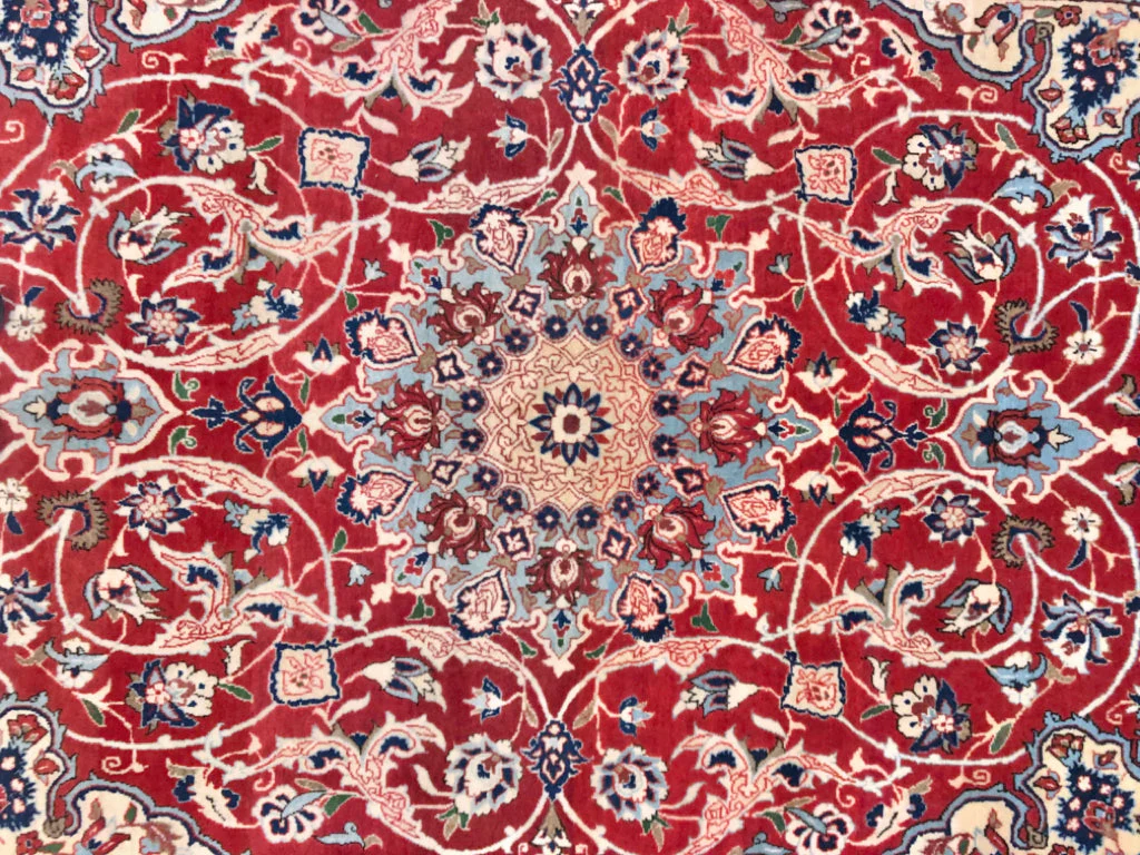 Vintage Isfahan (4'11"x7'09") red/lt.blue - Image 5