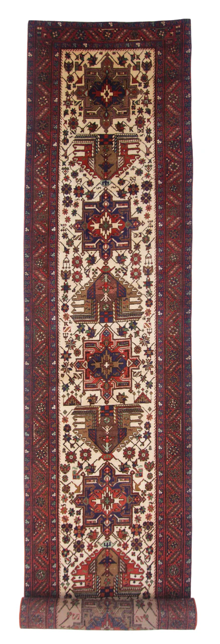 Vintage Karajeh (3'01"x14'05") ivory/dk.red