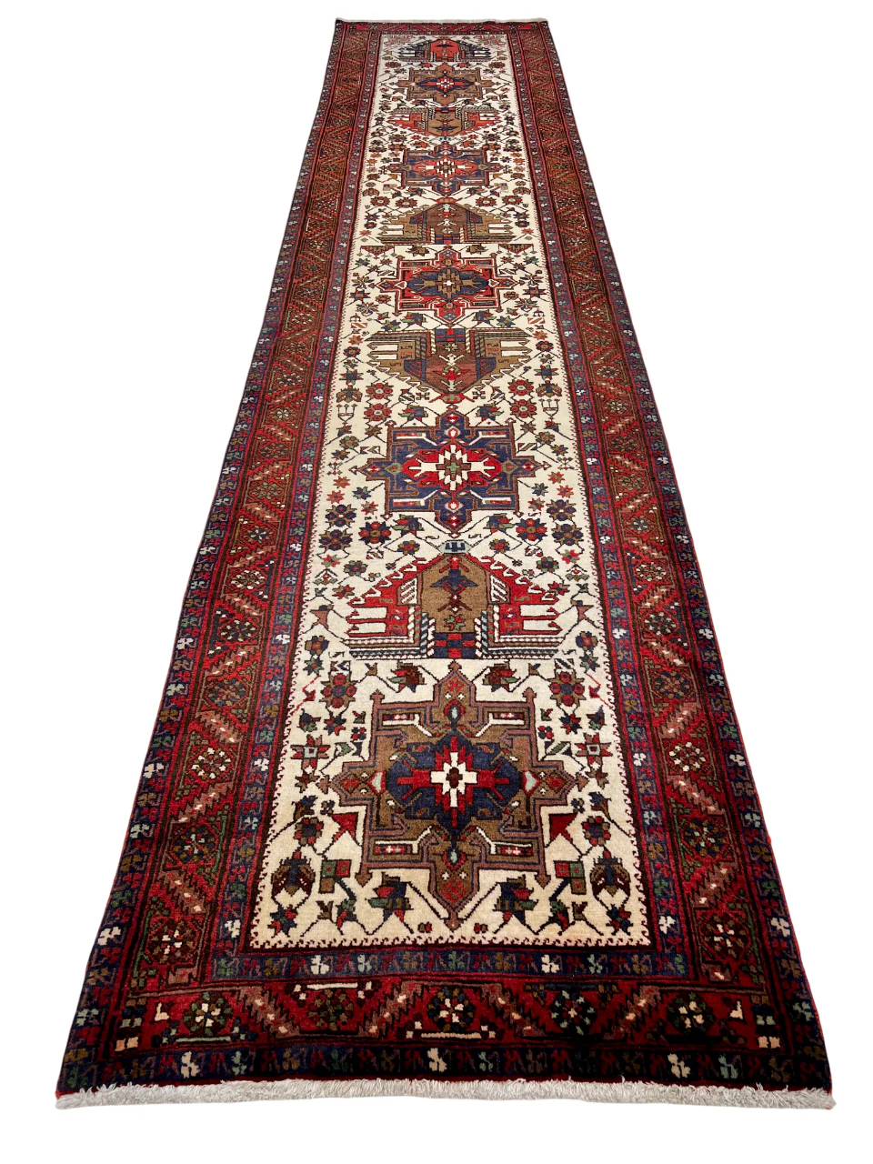 Vintage Karajeh (3'01"x14'05") ivory/dk.red - Image 8