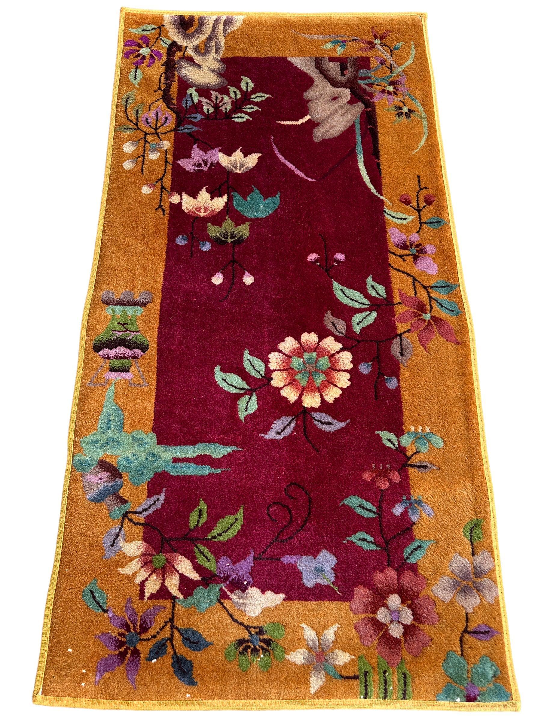 Vintage Small Art Deco Chinese Rug 22” x 47” - Image 4