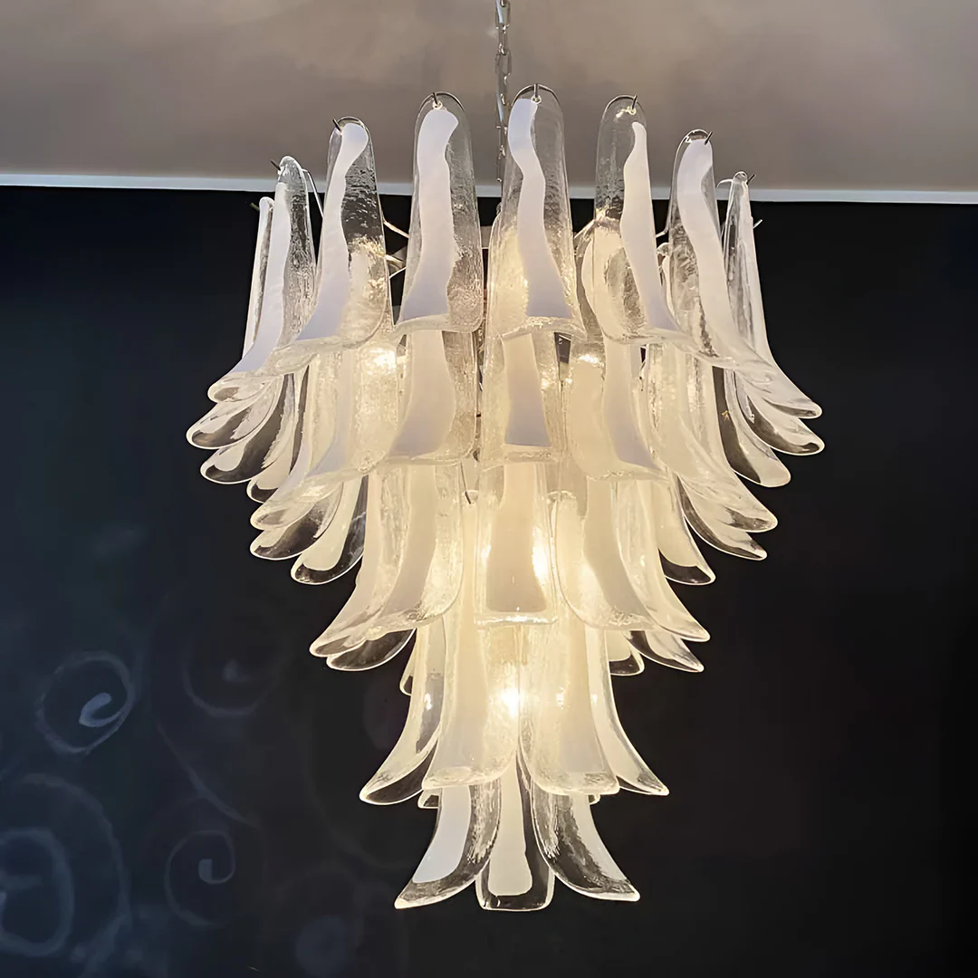 Vintage Transparent Murano Petals Chandelier - Image 10