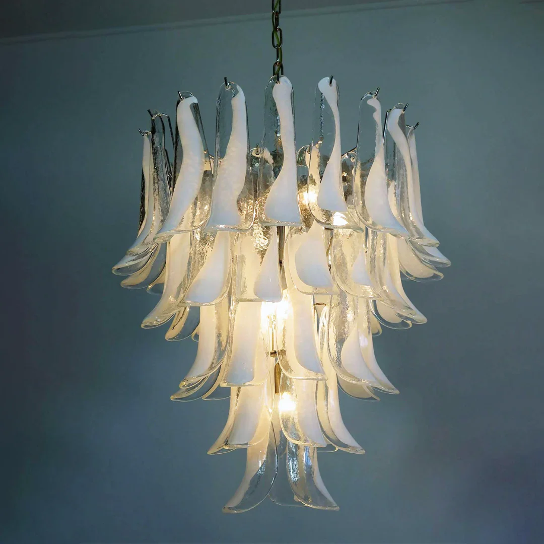 Vintage Transparent Murano Petals Chandelier - Image 12