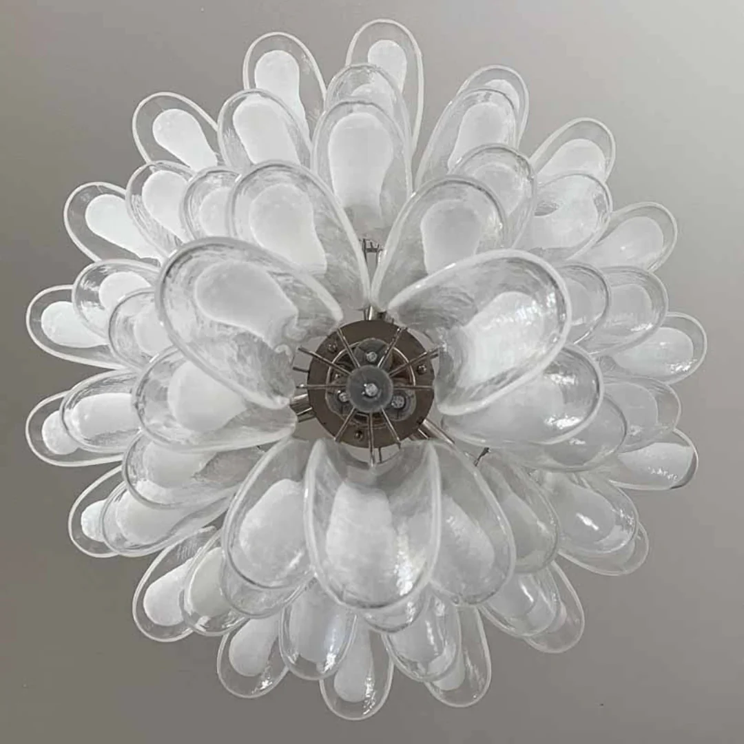 Vintage Transparent Murano Petals Chandelier - Image 16