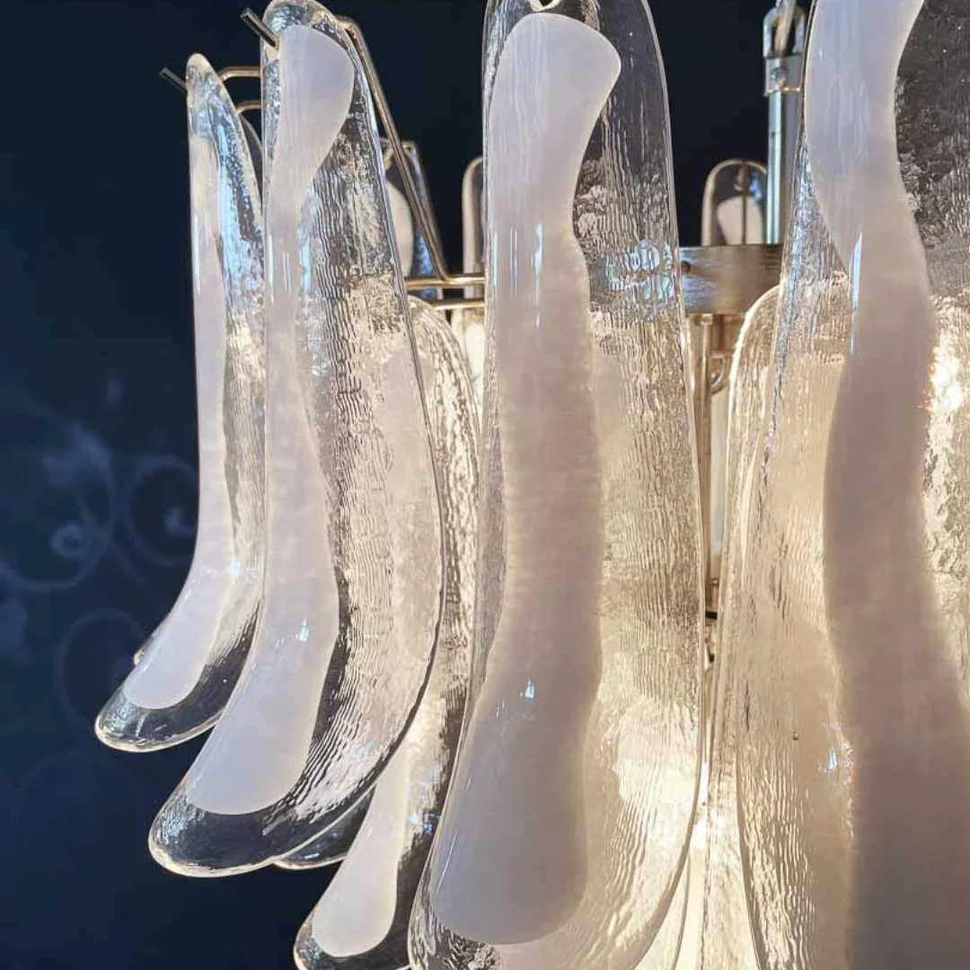 Vintage Transparent Murano Petals Chandelier - Image 18